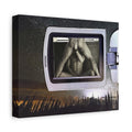 Surreal Window Reflection Matte Canvas Wall Art — Figure in Frame Landscape