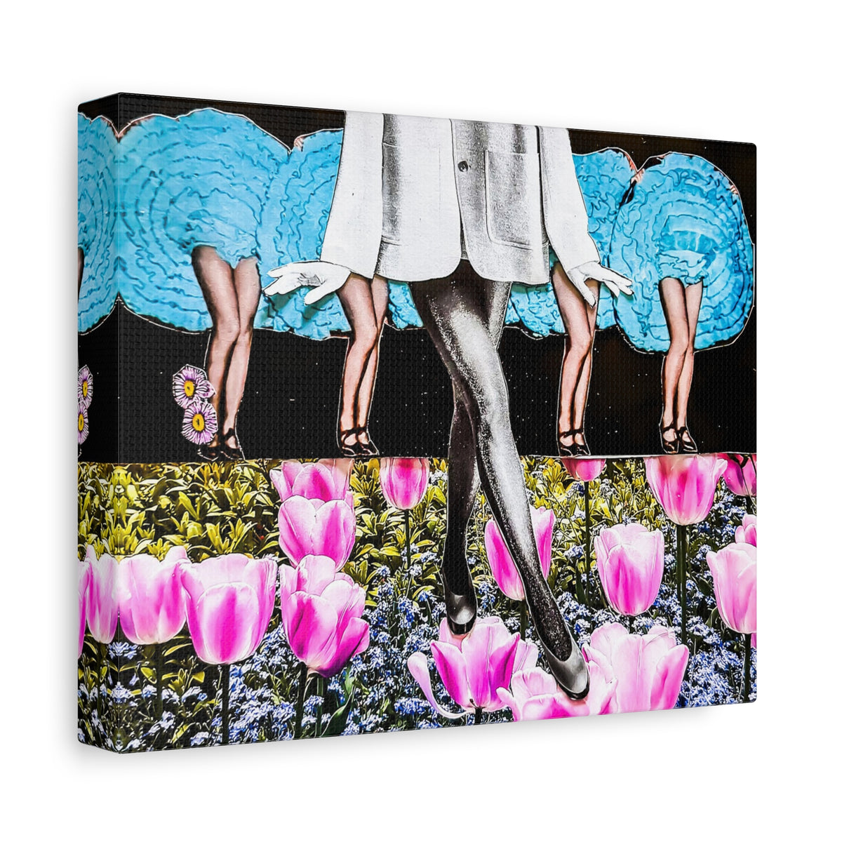 Vintage Showgirls Canvas Art — Floral Tulip Stage Wall Decor (Matte Stretched)