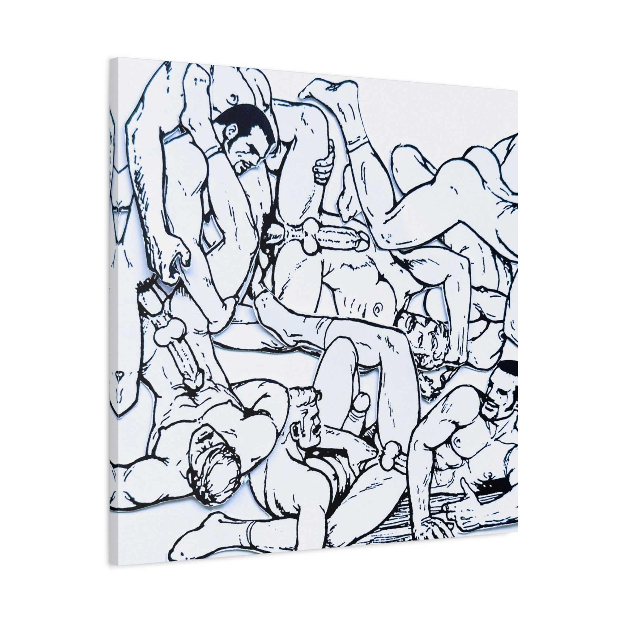 Nude Wrestling Pile Matte Canvas Print — Stretched 1.25" Wall Art