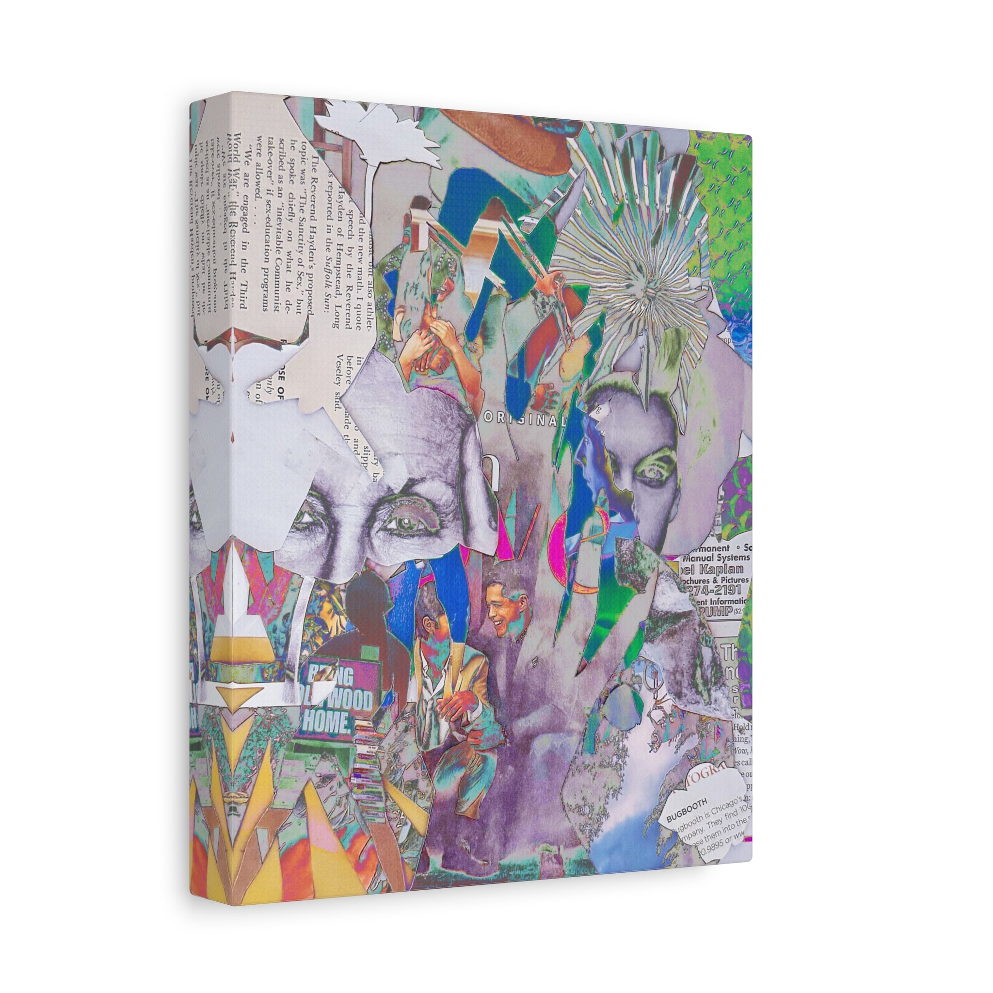 Surreal Collage Canvas Print — Abstract Faces & Vintage Collage Art