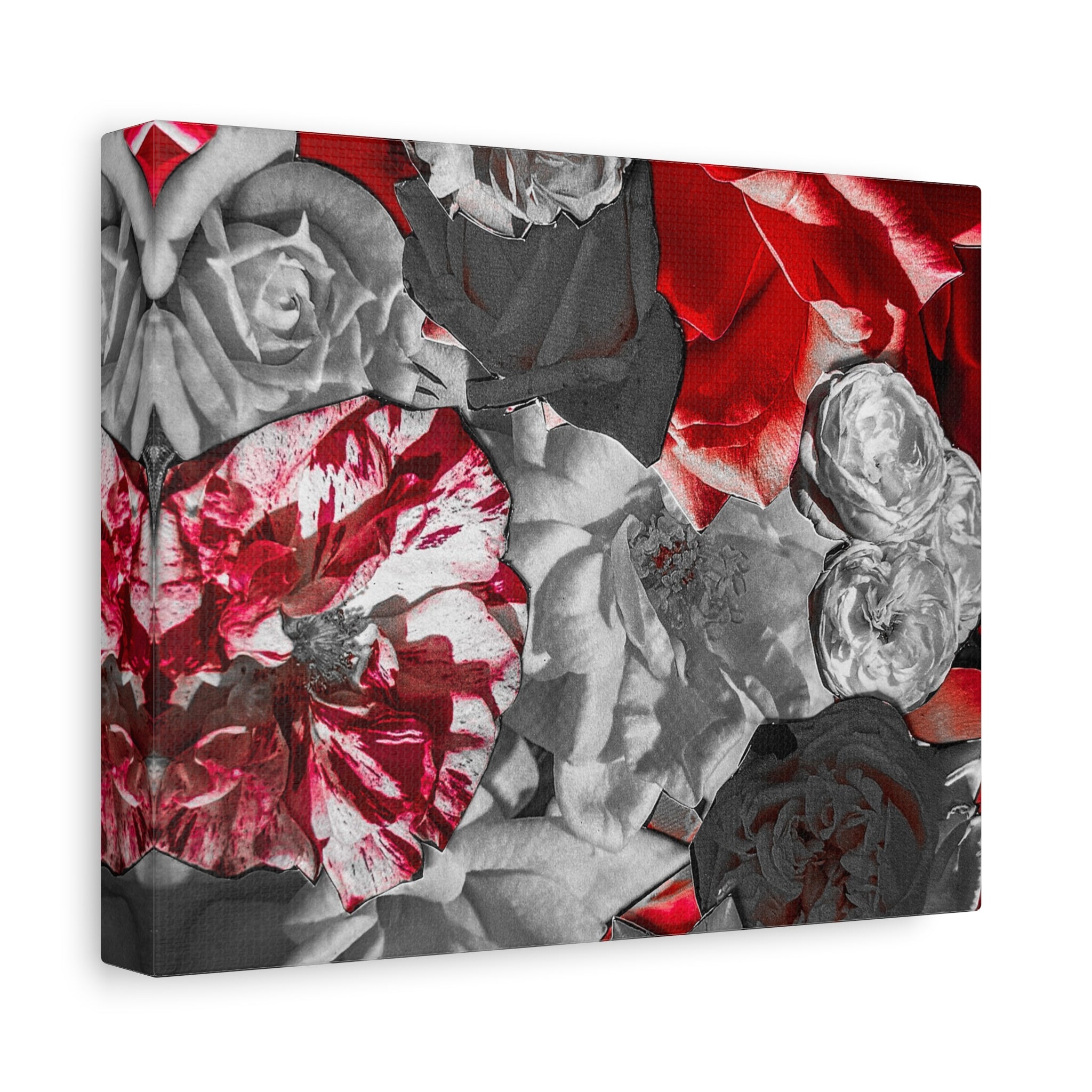 Red & Gray Floral Matte Canvas Wall Art — Stretched 1.25"