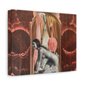 Surreal Flamingo Collage Canvas Art — Retro Nude Figure Wall Print