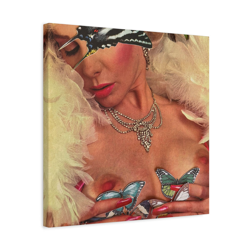 Vintage Pin-Up Butterfly Canvas Print — Matte Stretched Wall Art