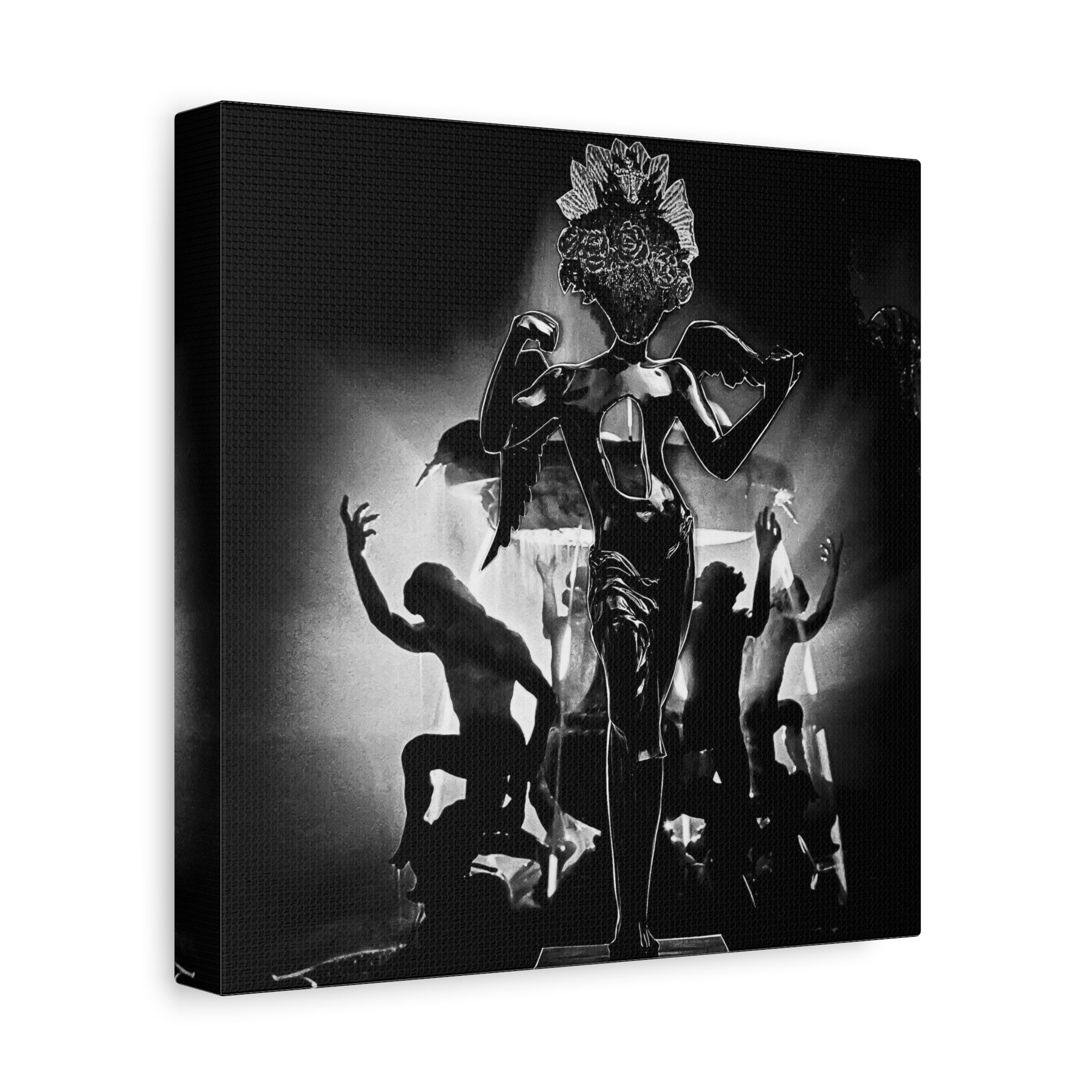 Black & White Surreal Dance Canvas — Dramatic Figurative Wall Art