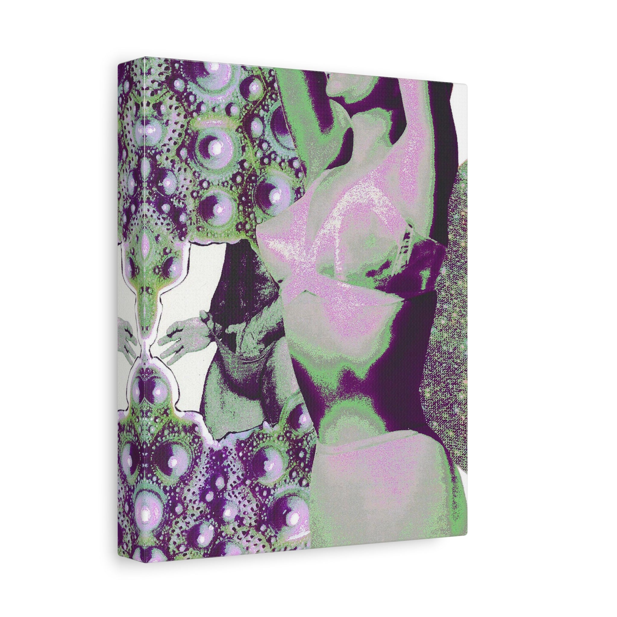 Abstract Surreal Canvas Art — Green & Purple Female Silhouette