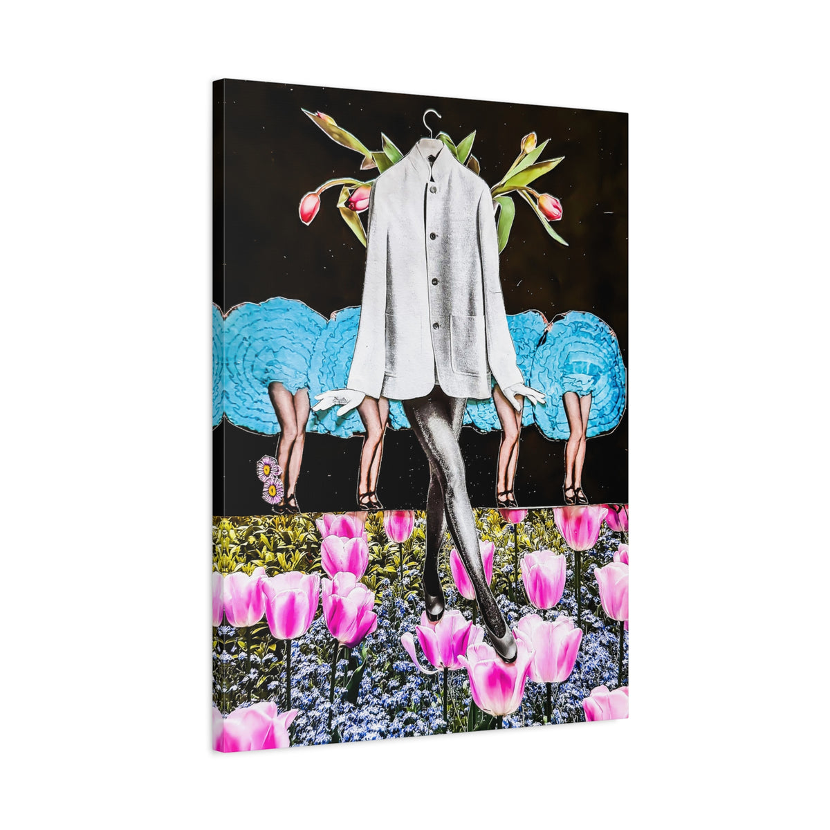 Vintage Showgirls Canvas Art — Floral Tulip Stage Wall Decor (Matte Stretched)