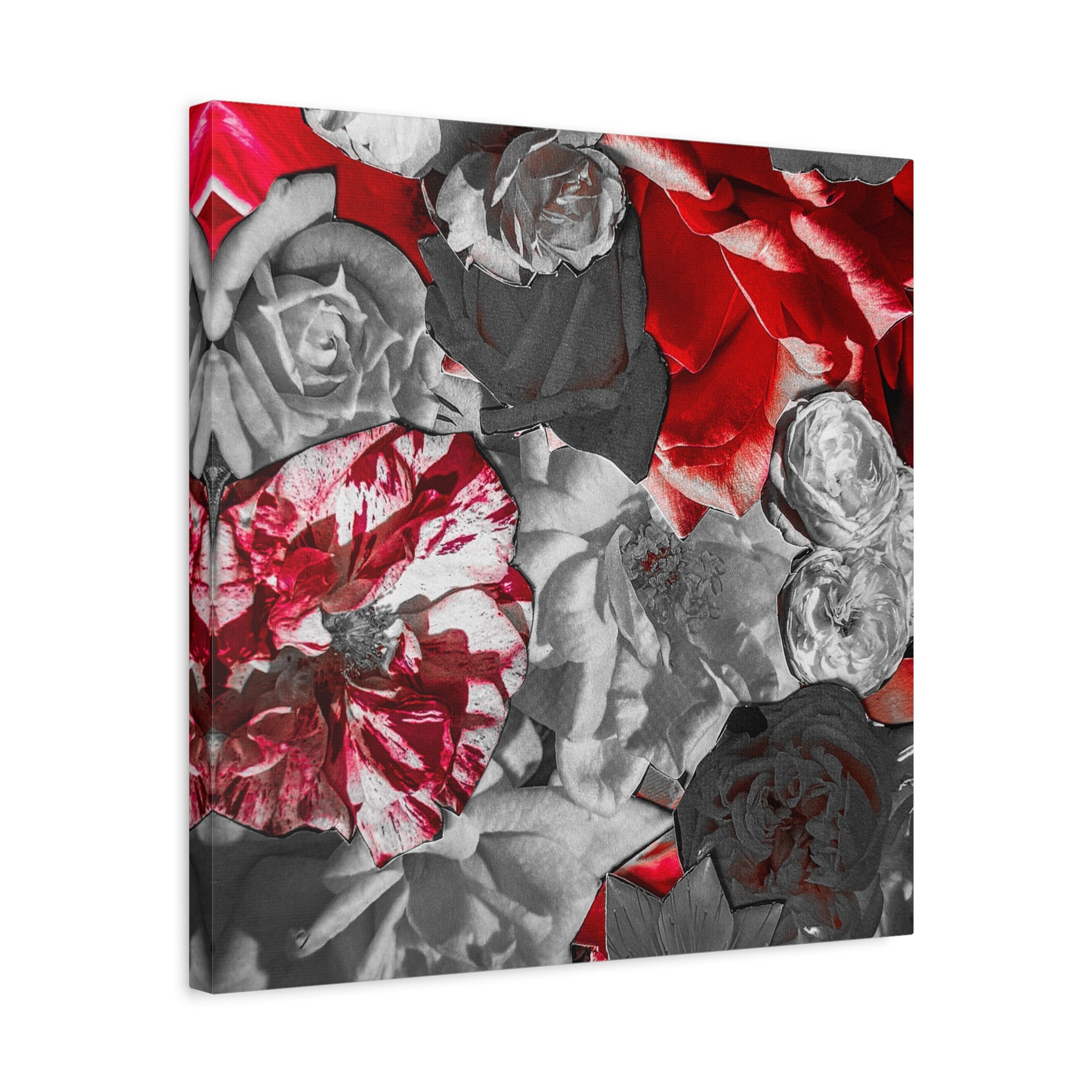 Red & Gray Floral Matte Canvas Wall Art — Stretched 1.25"