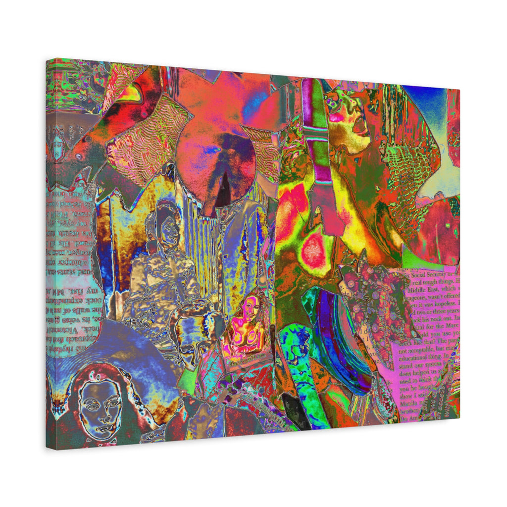 Abstract Neon Collage Canvas Print — Vibrant Psychedelic Wall Art