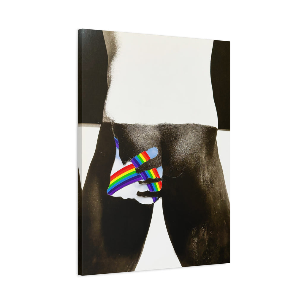 Canvas Print — Black & White Photo with Rainbow Hand Accent