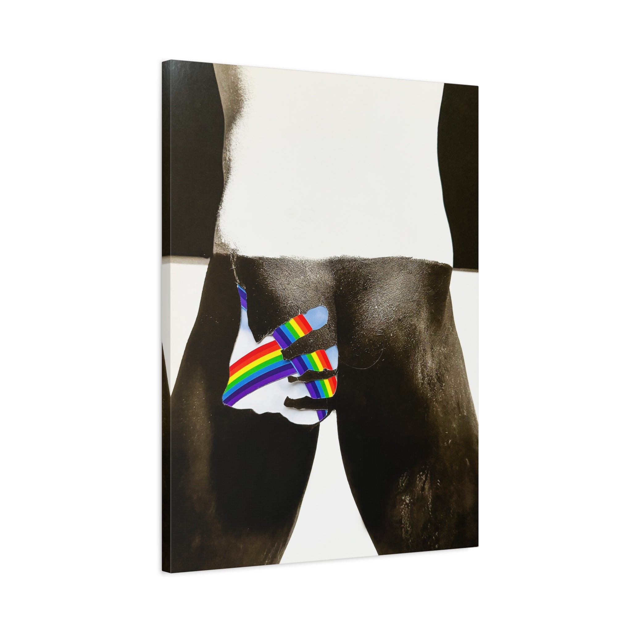 Canvas Print — Black & White Photo with Rainbow Hand Accent
