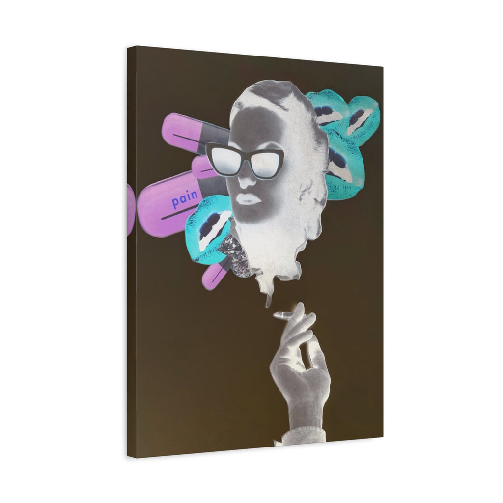 Surreal Pop Art Canvas — 'Pain' Capsule Portrait Matte Stretched Wall Art