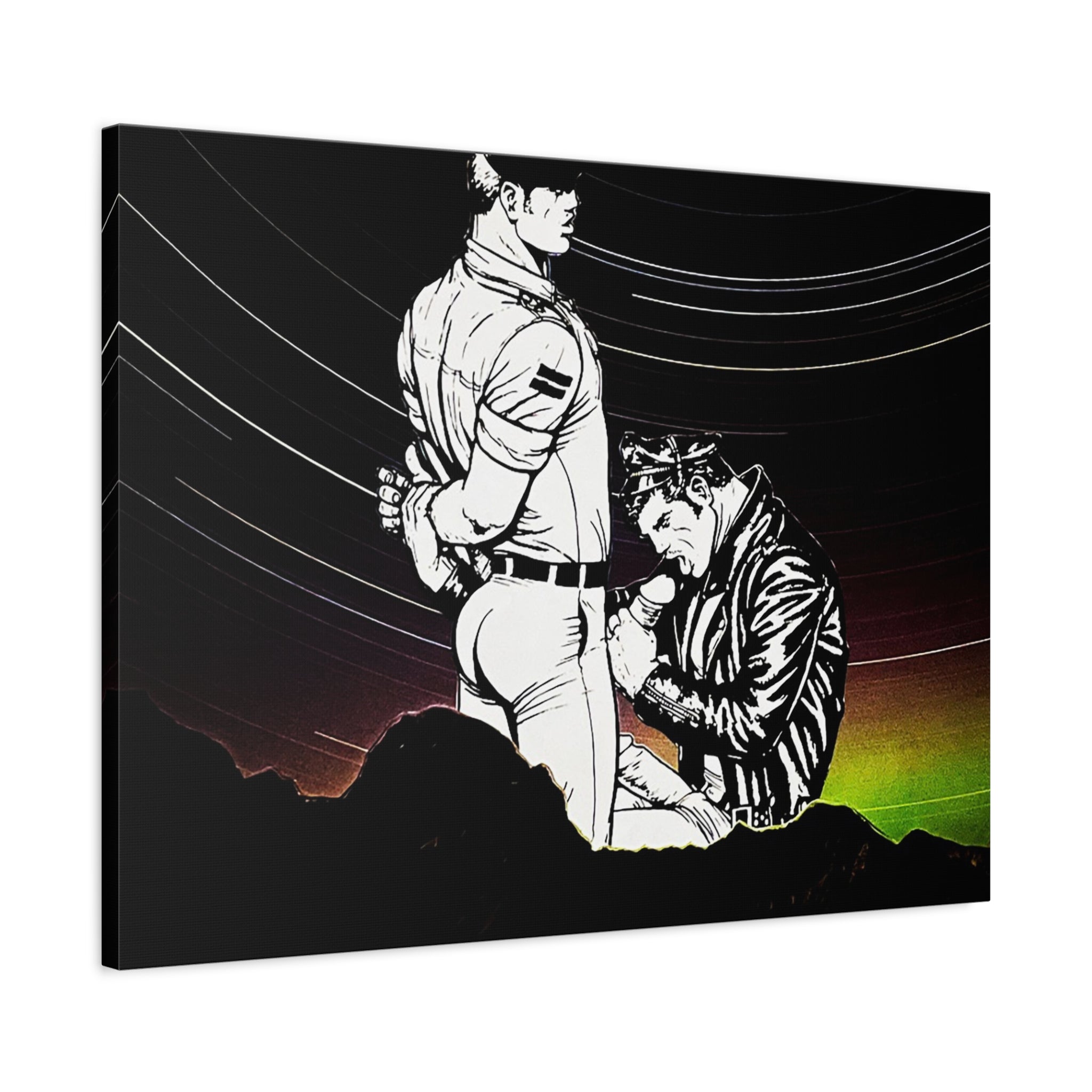 Matte Stretched Canvas - Vintage Leather Embrace Art