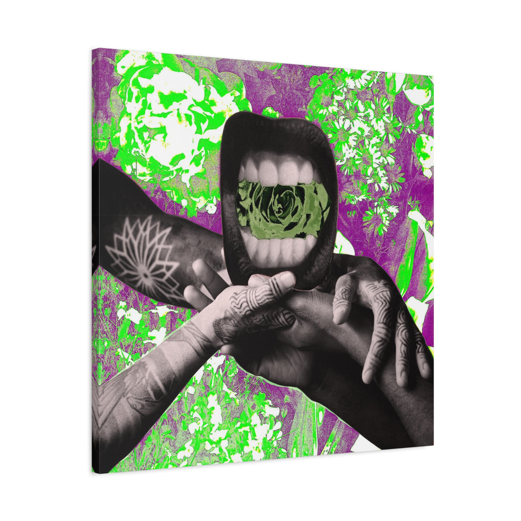 Surreal Floral Mouth Matte Canvas Print