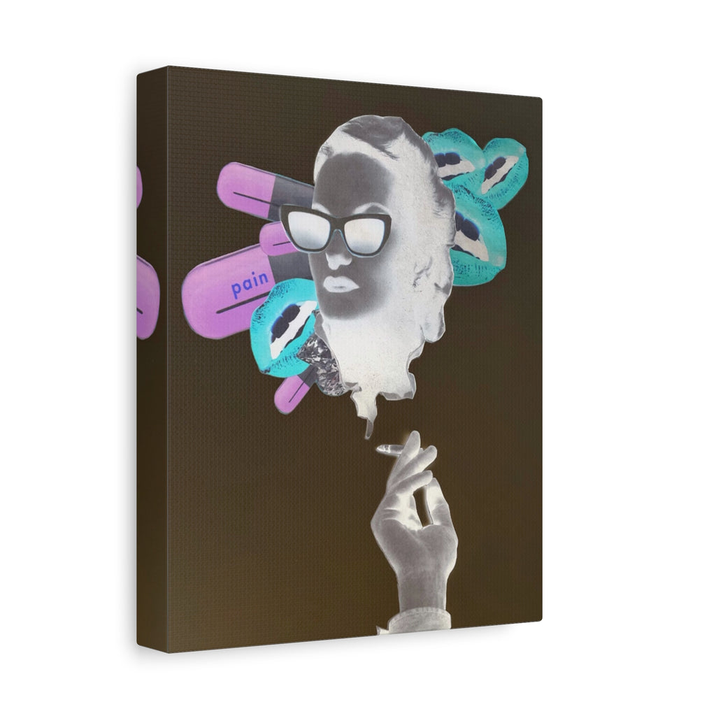 Surreal Pop Art Canvas — 'Pain' Capsule Portrait Matte Stretched Wall Art