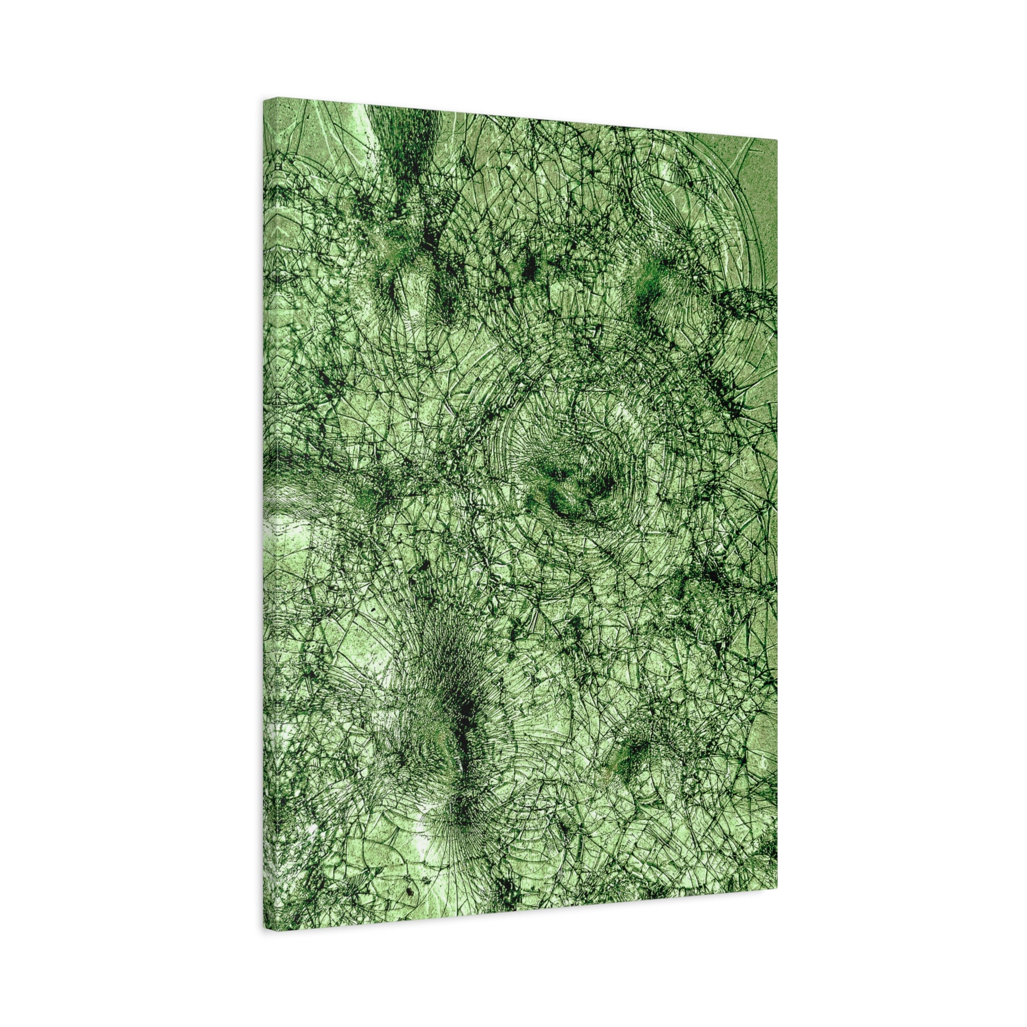 Abstract Green Texture Canvas Print — Organic Fractal Wall Art