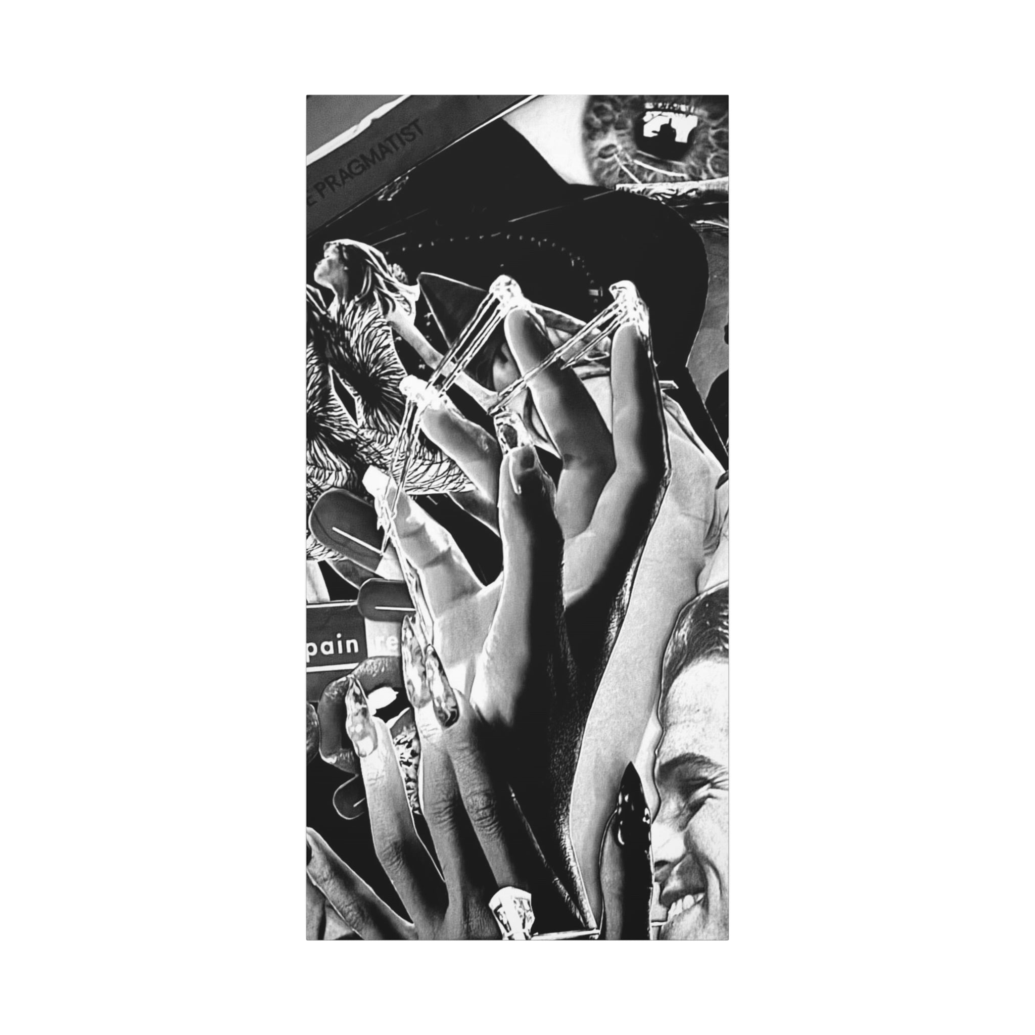 Surreal Black & White Collage Matte Canvas Print