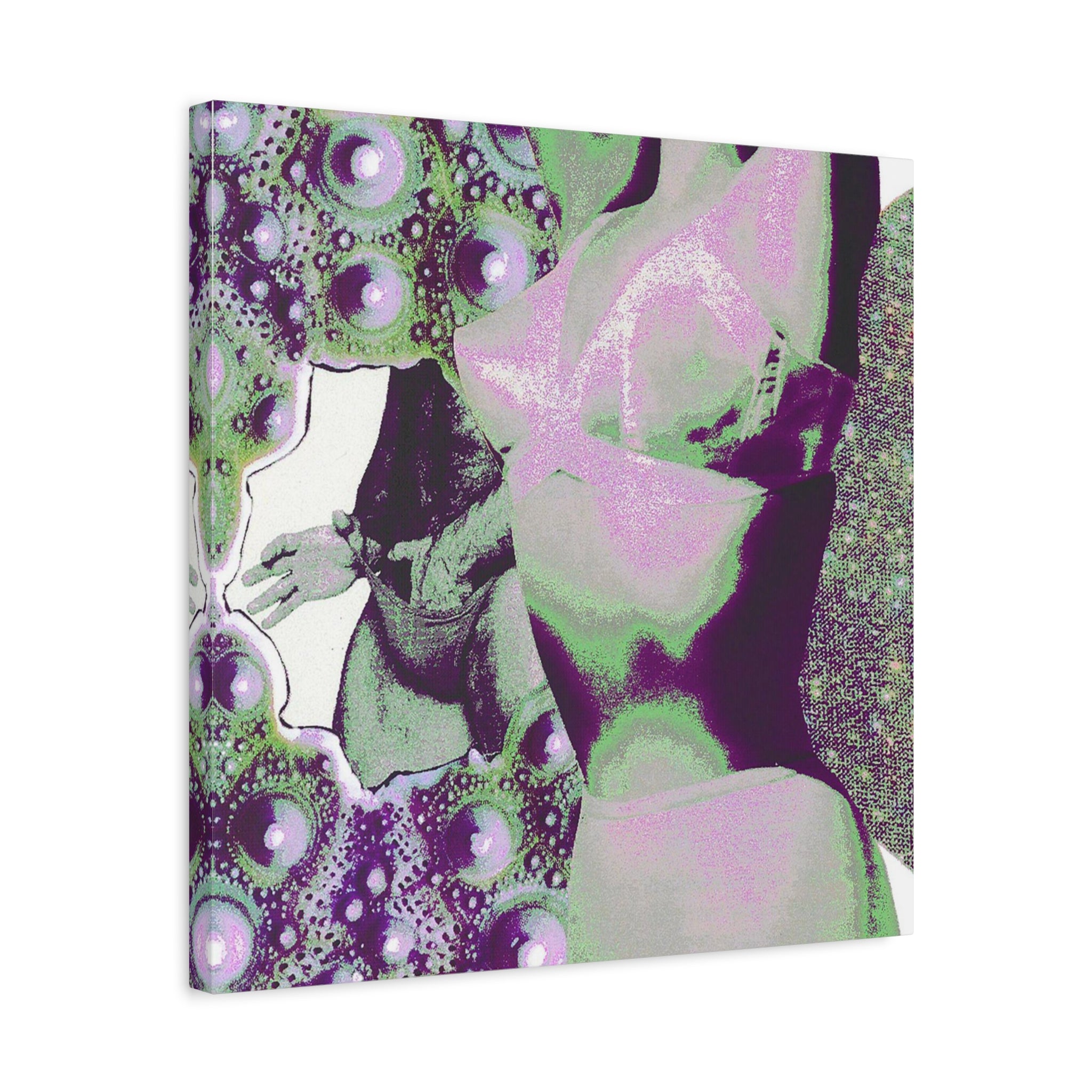 Abstract Surreal Canvas Art — Green & Purple Female Silhouette