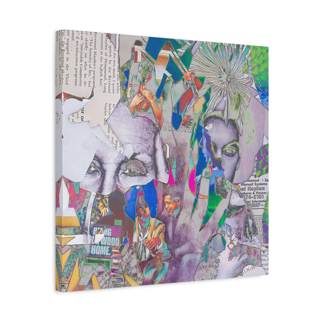 Surreal Collage Canvas Print — Abstract Faces & Vintage Collage Art