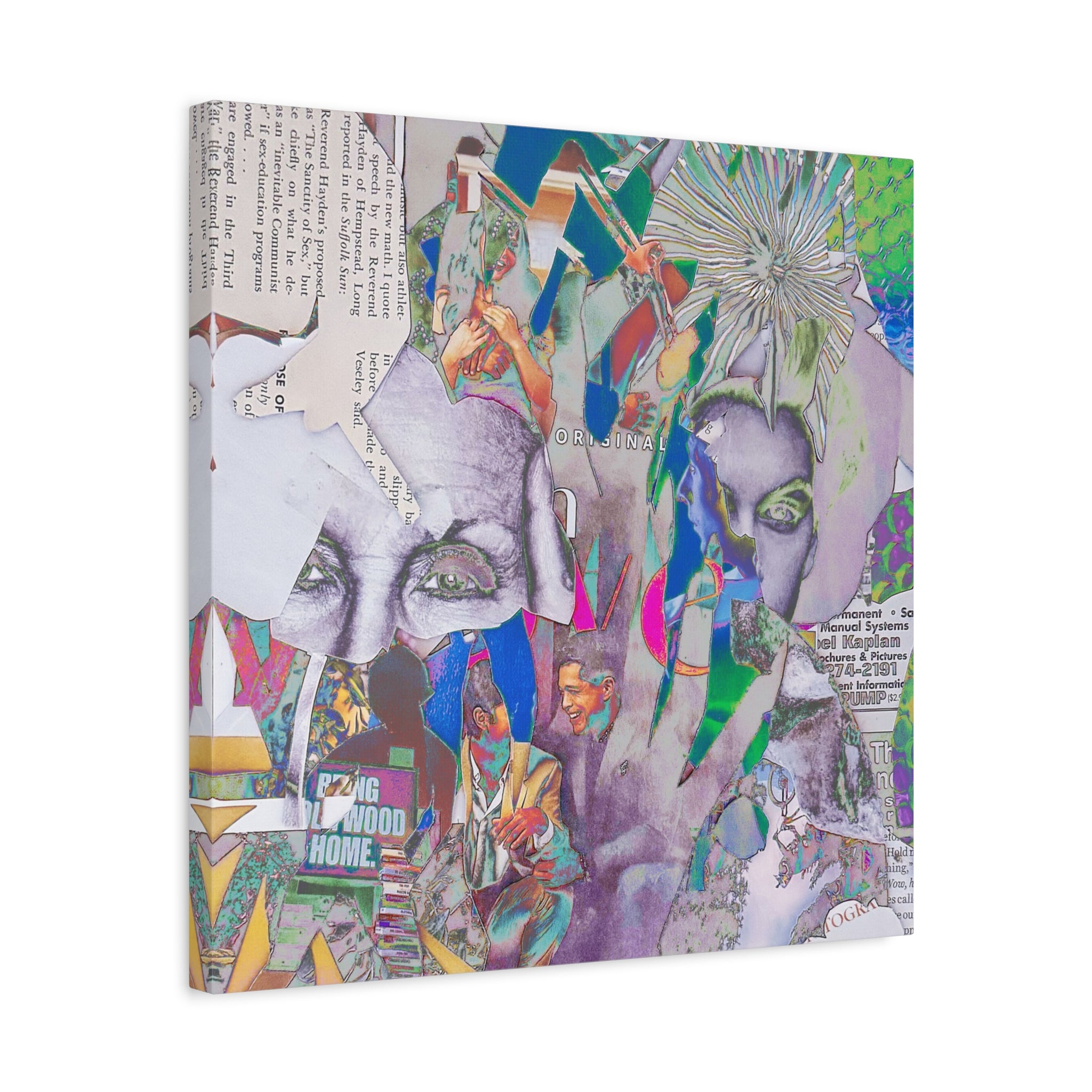 Surreal Collage Canvas Print — Abstract Faces & Vintage Collage Art