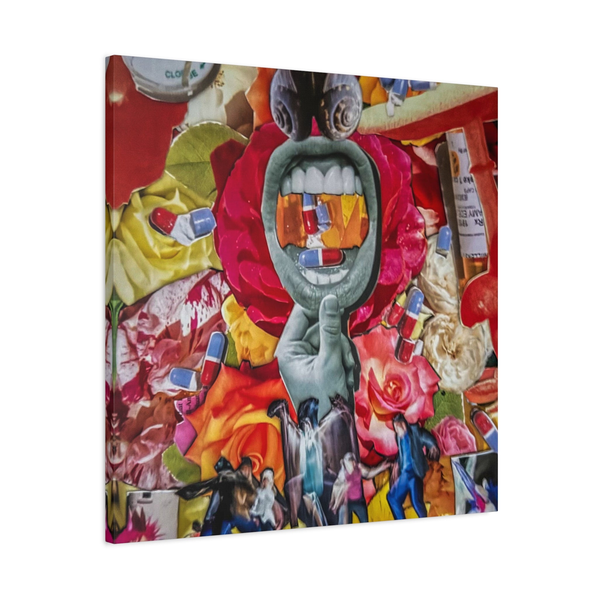 Surreal Medicine Canvas Art — Mouth of Pills Pop-Art Wall Decor