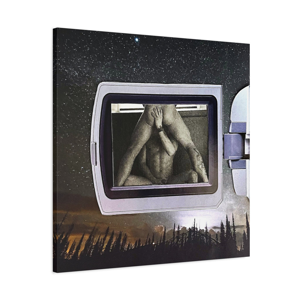 Surreal Window Reflection Matte Canvas Wall Art — Figure in Frame Landscape