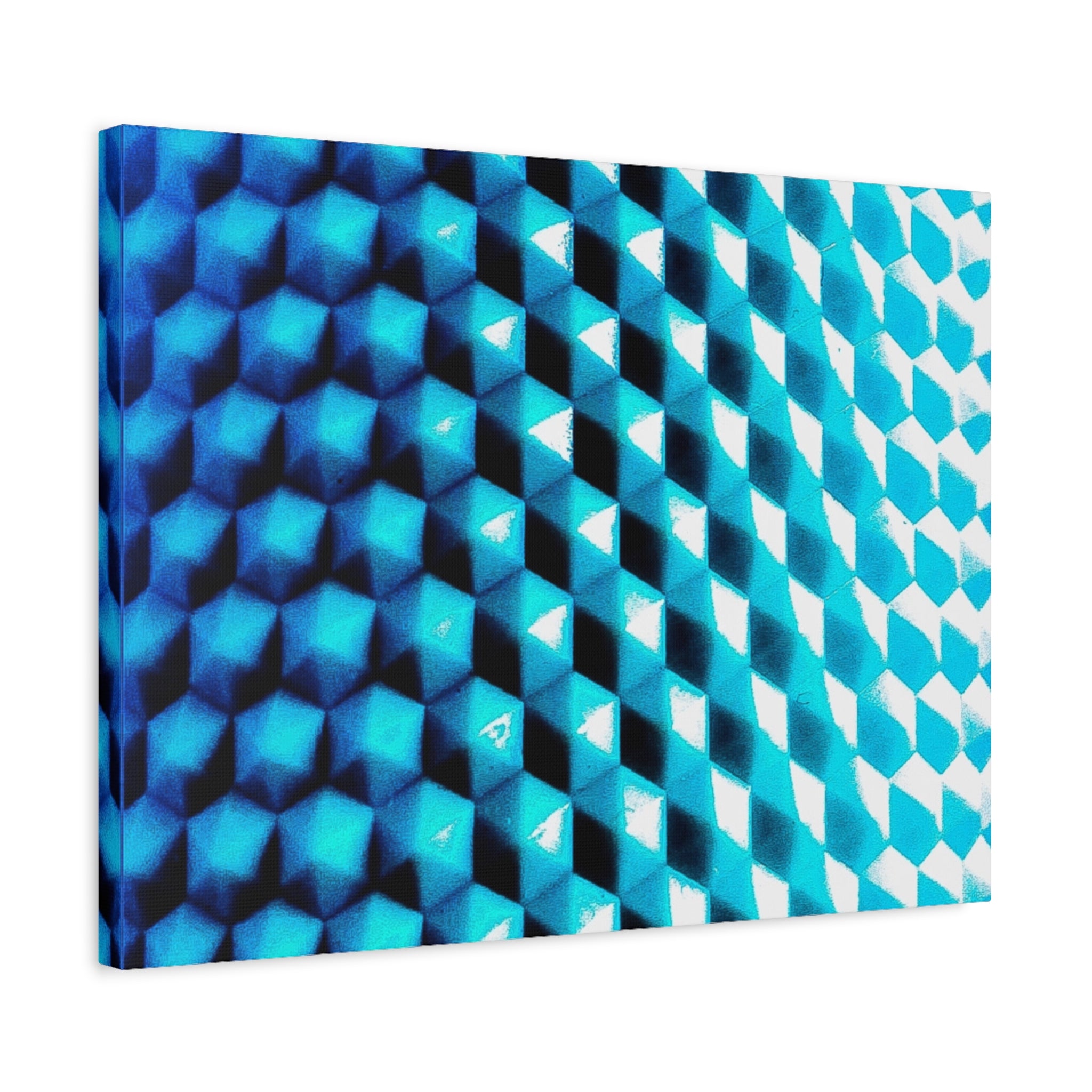 Blue Geometric Pattern Matte Stretched Canvas (1.25") — Abstract Modern Wall Art