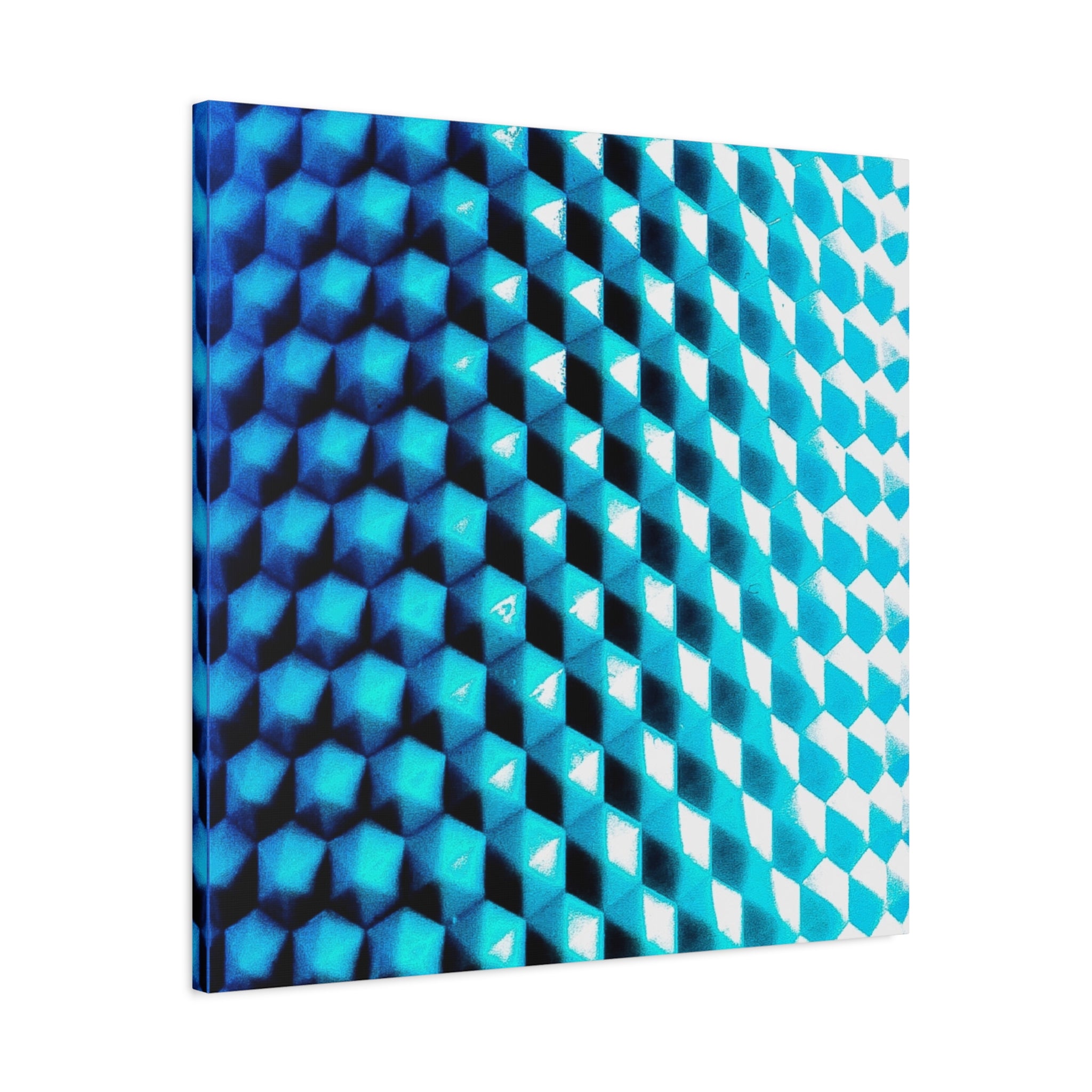Blue Geometric Pattern Matte Stretched Canvas (1.25") — Abstract Modern Wall Art