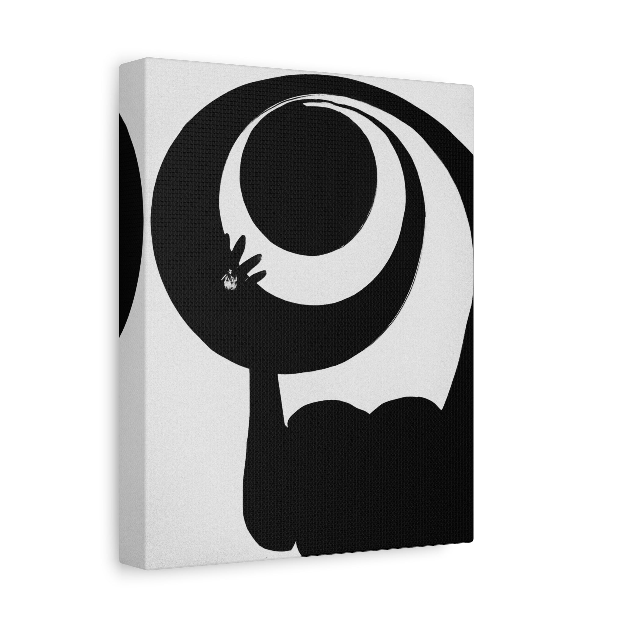 Abstract Black & White Canvas Art — Minimalist Spiral Silhouette