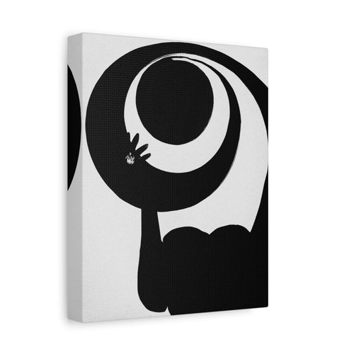 Abstract Black & White Canvas Art — Minimalist Spiral Silhouette