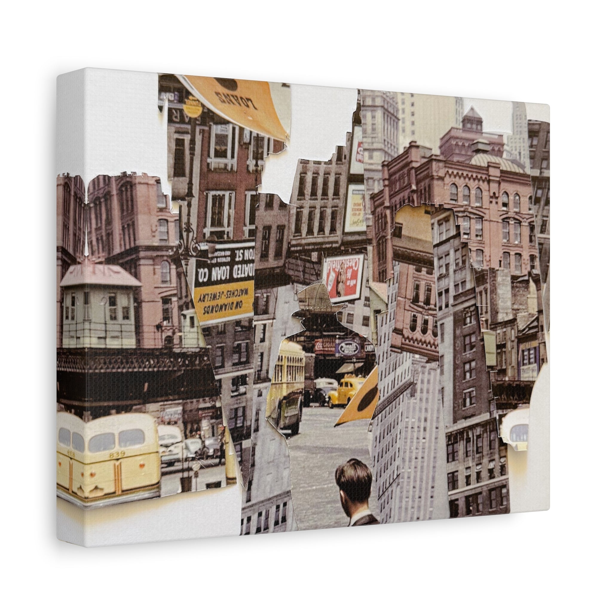 Vintage City Collage Matte Canvas Art - Stretched 1.25"