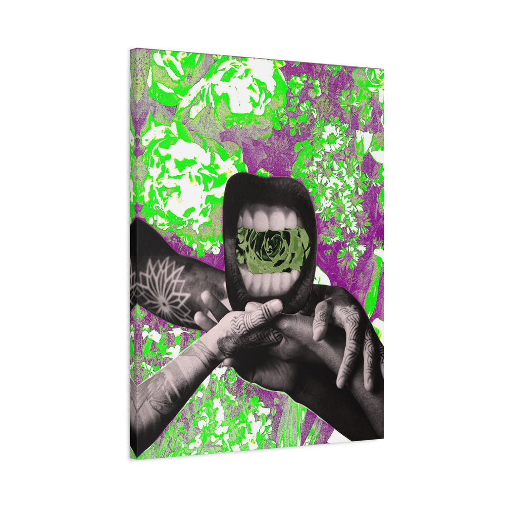 Surreal Floral Mouth Matte Canvas Print
