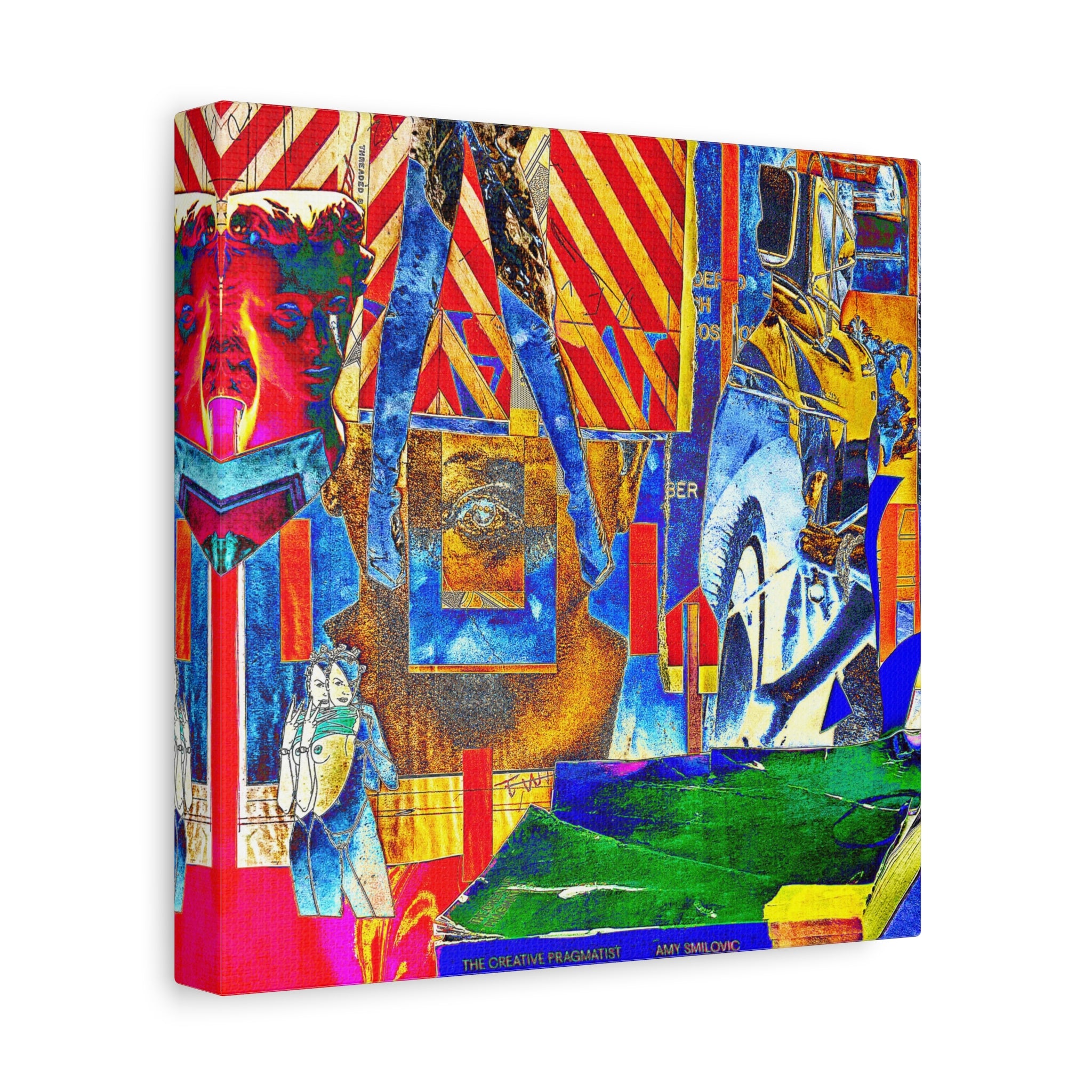 Abstract Urban Collage Matte Canvas Print — Colorful Mixed-Media Wall Art