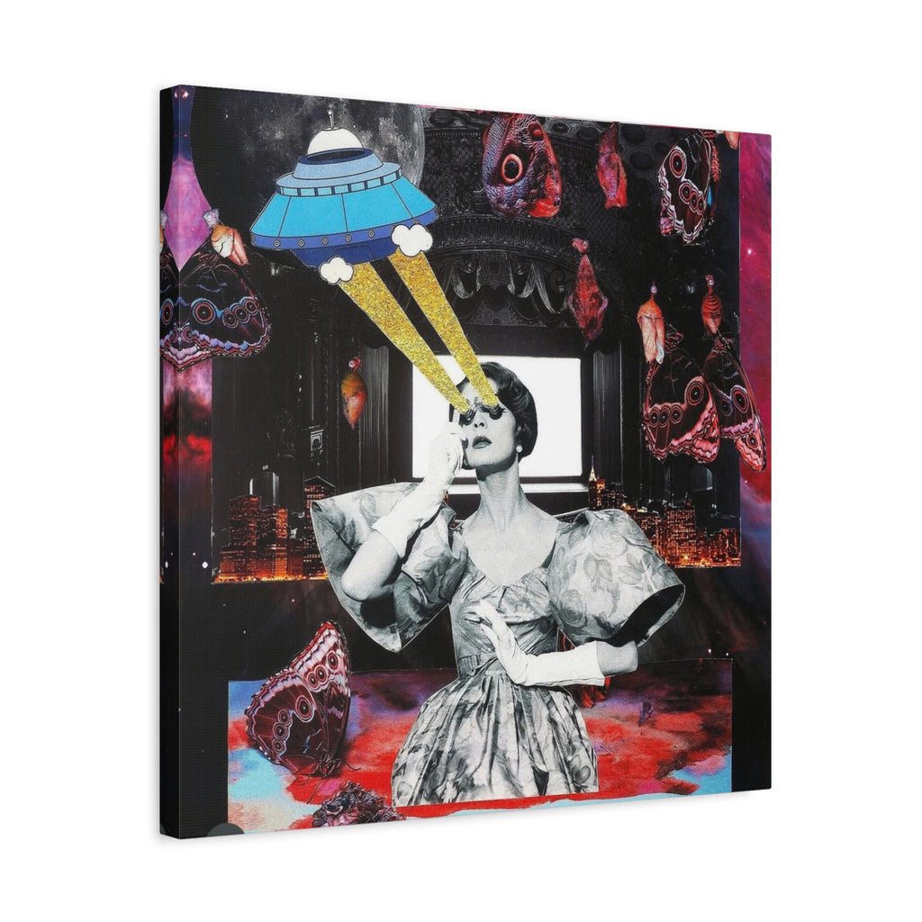 Surreal UFO Vintage Collage Canvas