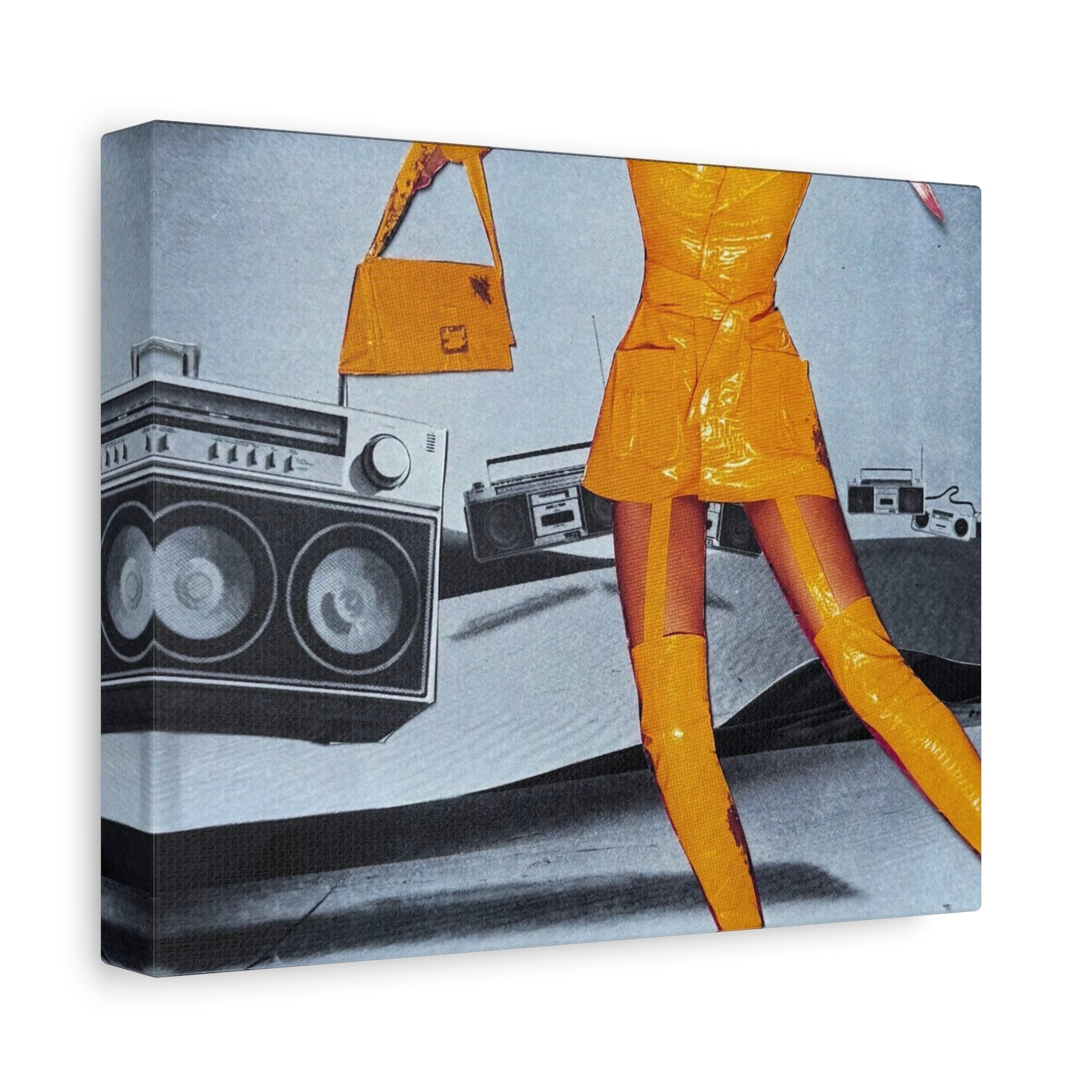 Retro Pop Art Canvas Print — 1960s Mod Fashion with Boombox