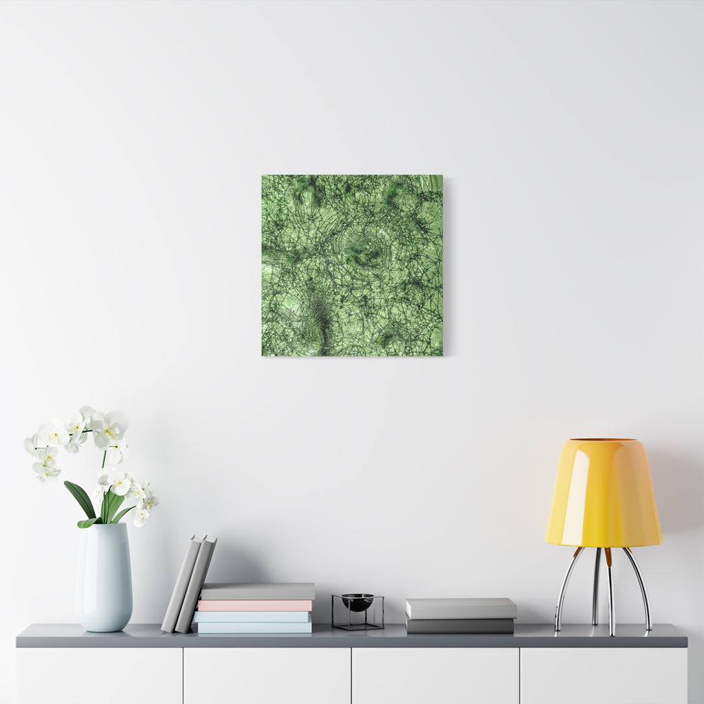 Abstract Green Texture Canvas Print — Organic Fractal Wall Art