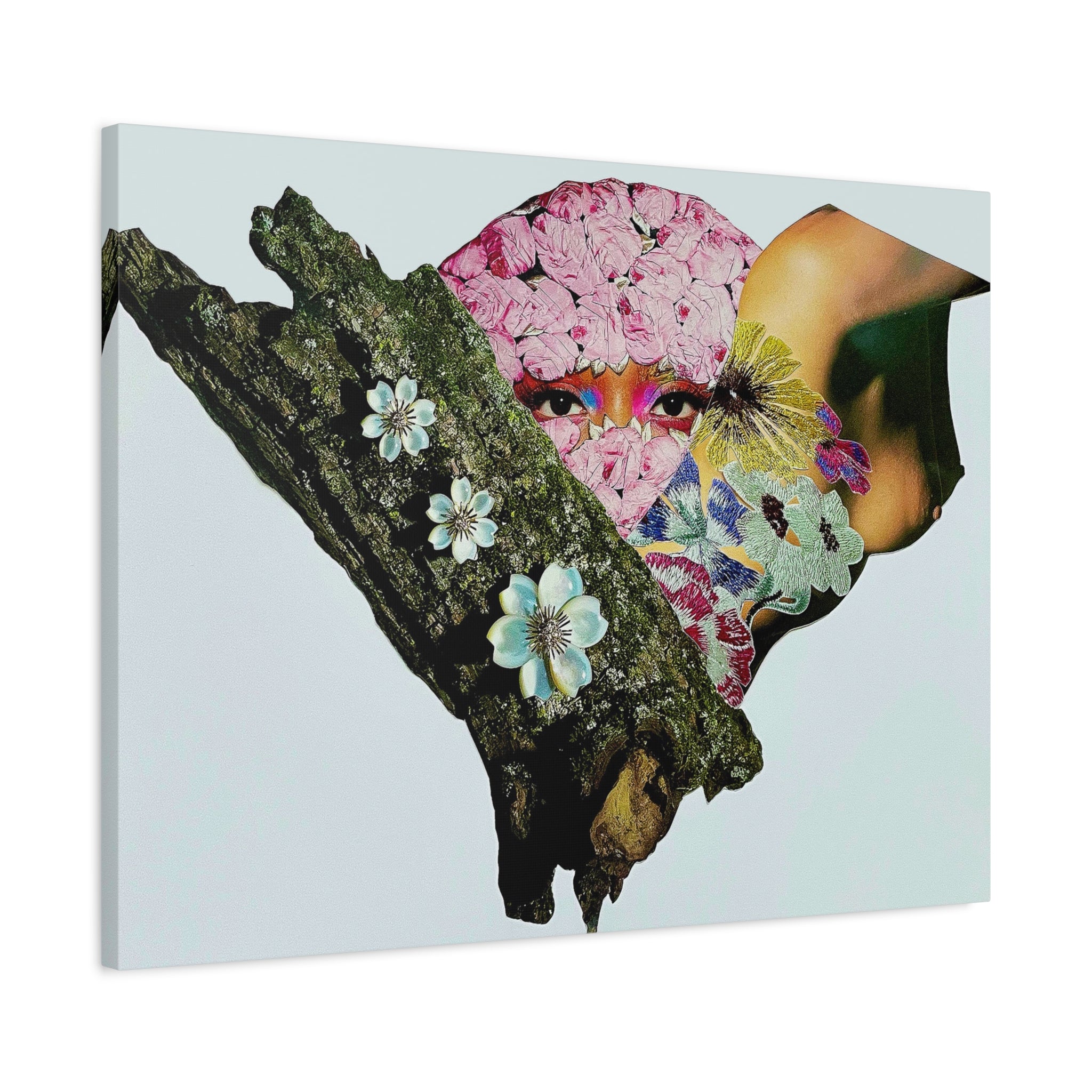 Floral Mask Surreal Canvas Art — Stretched 1.25" Matte Wall Decor