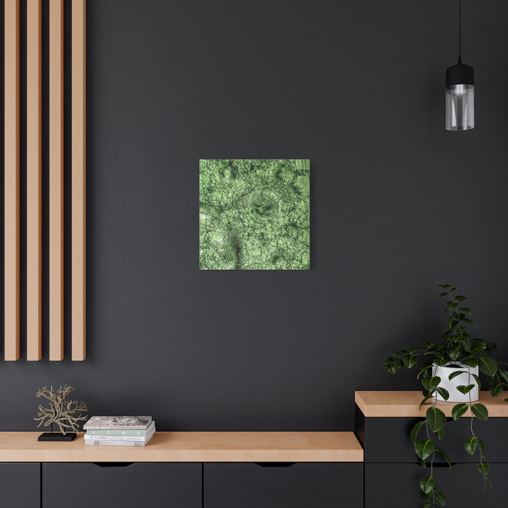 Abstract Green Texture Canvas Print — Organic Fractal Wall Art