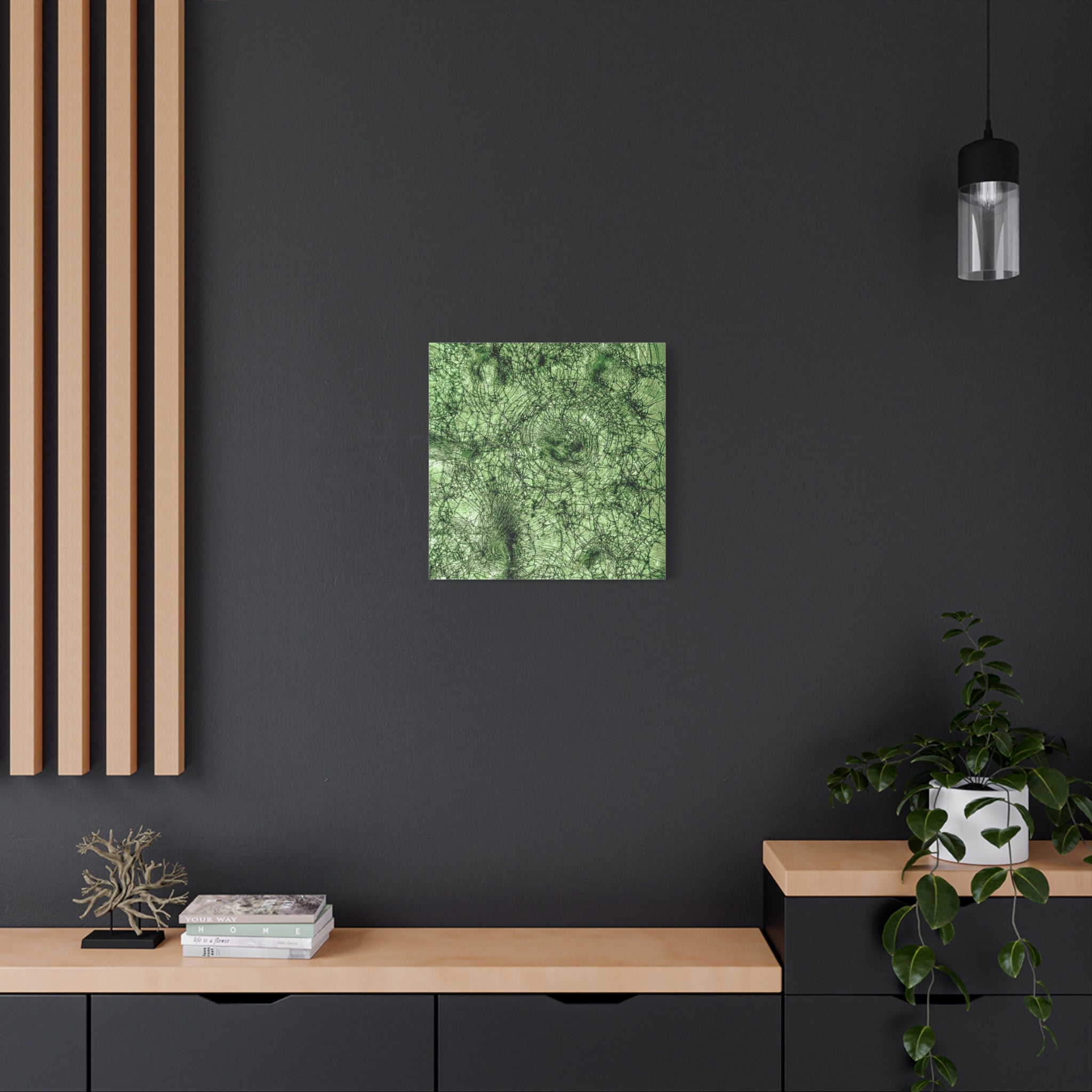 Abstract Green Texture Canvas Print — Organic Fractal Wall Art