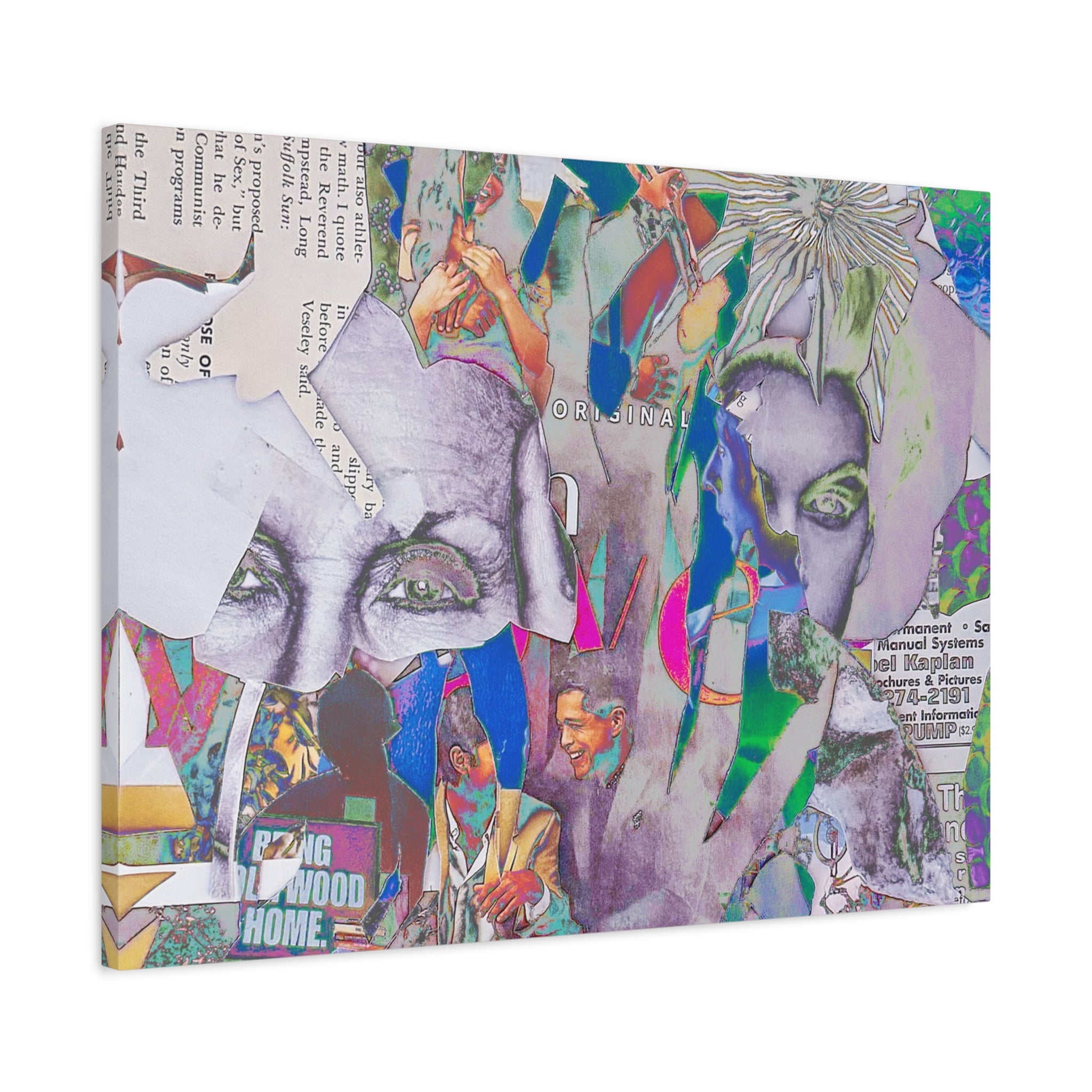 Surreal Collage Canvas Print — Abstract Faces & Vintage Collage Art