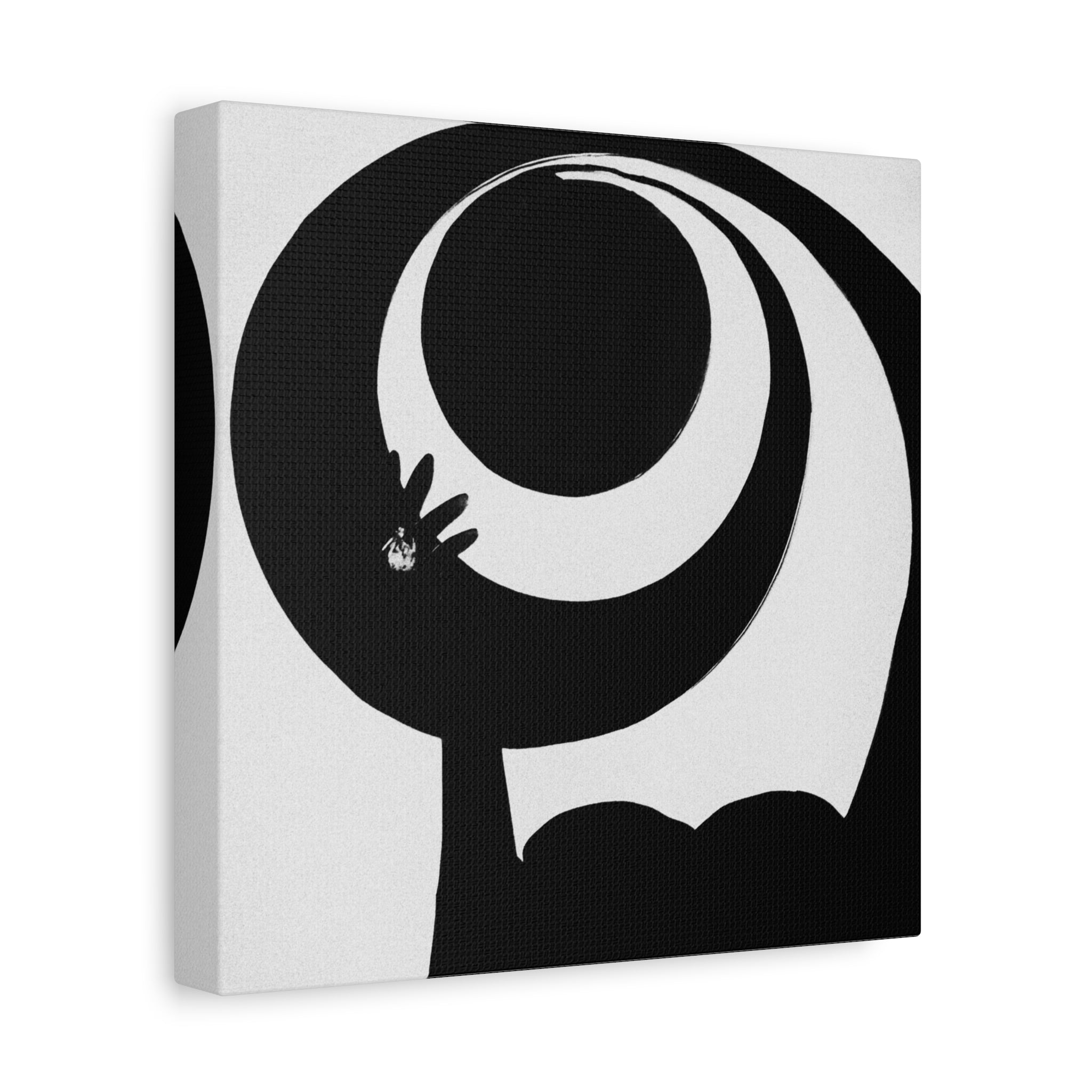 Abstract Black & White Canvas Art — Minimalist Spiral Silhouette