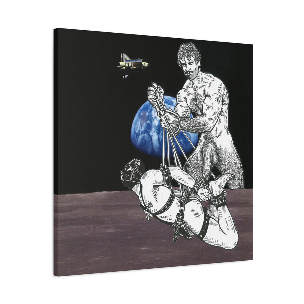 Erotic Bondage Space Art Canvas — Vintage Leather BDSM Illustration