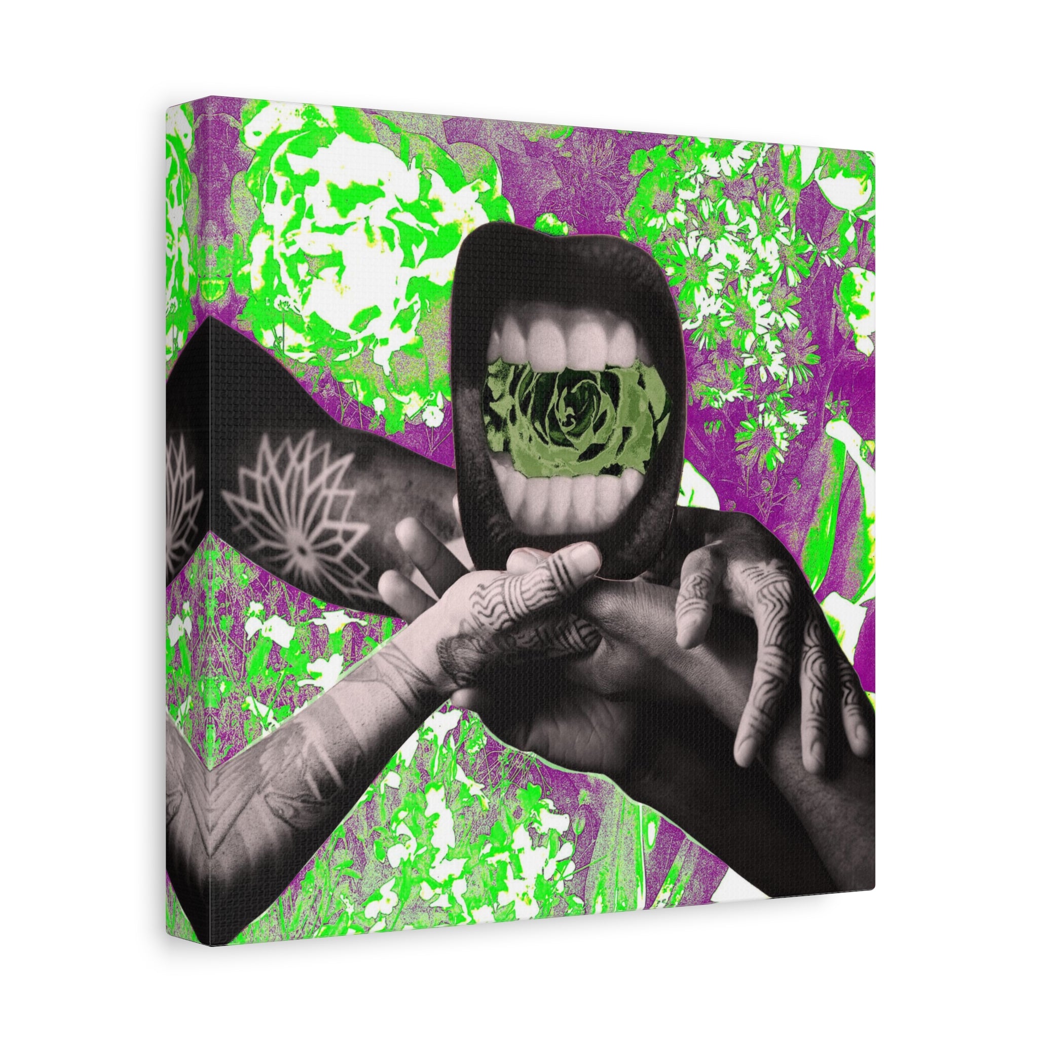 Surreal Floral Mouth Matte Canvas Print