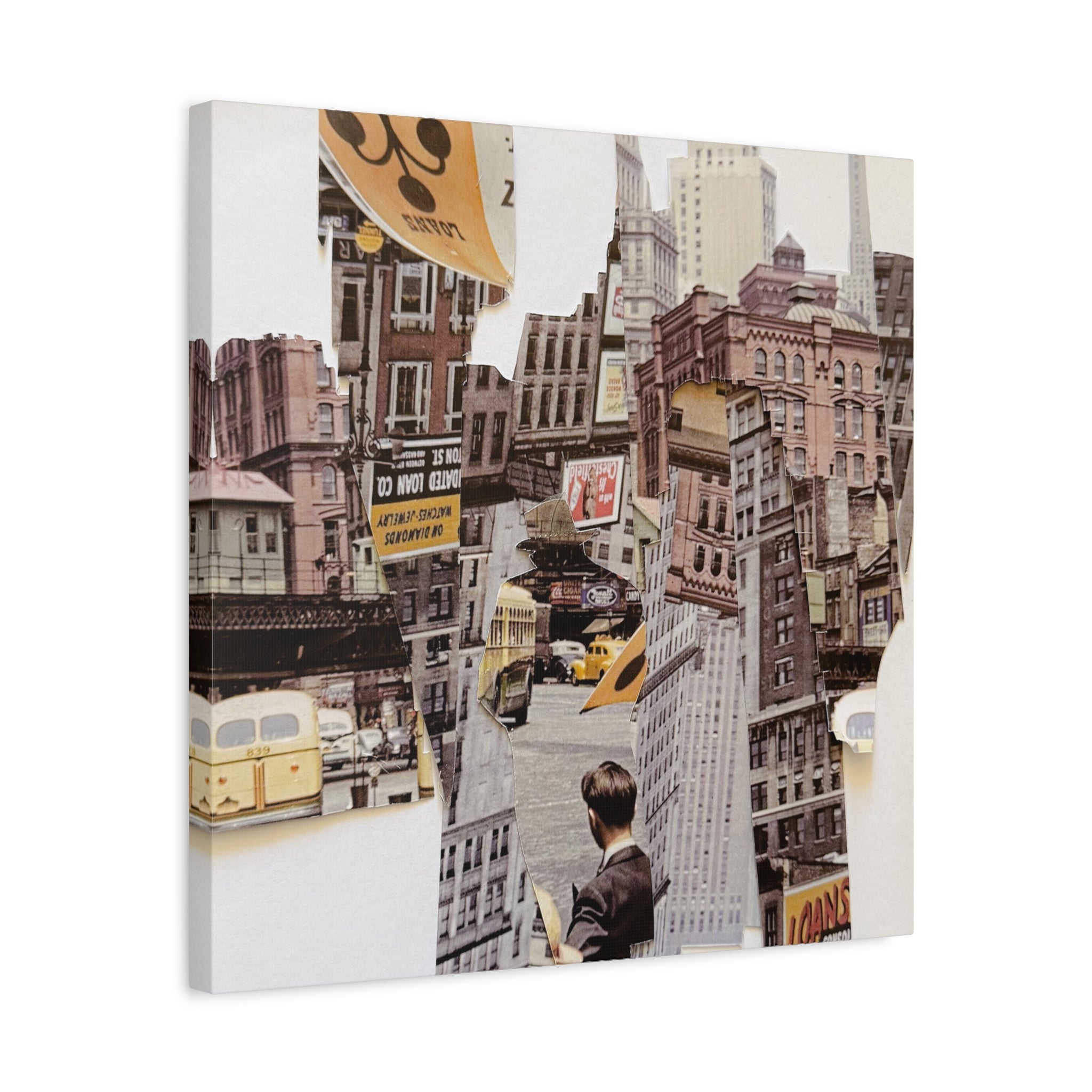 Vintage City Collage Matte Canvas Art - Stretched 1.25"