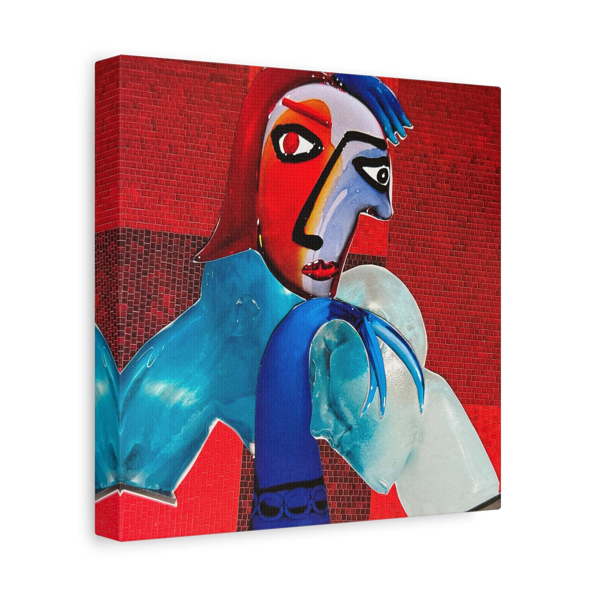 Abstract Colorful Figurative Canvas Print – Modern Red & Blue Wall Art
