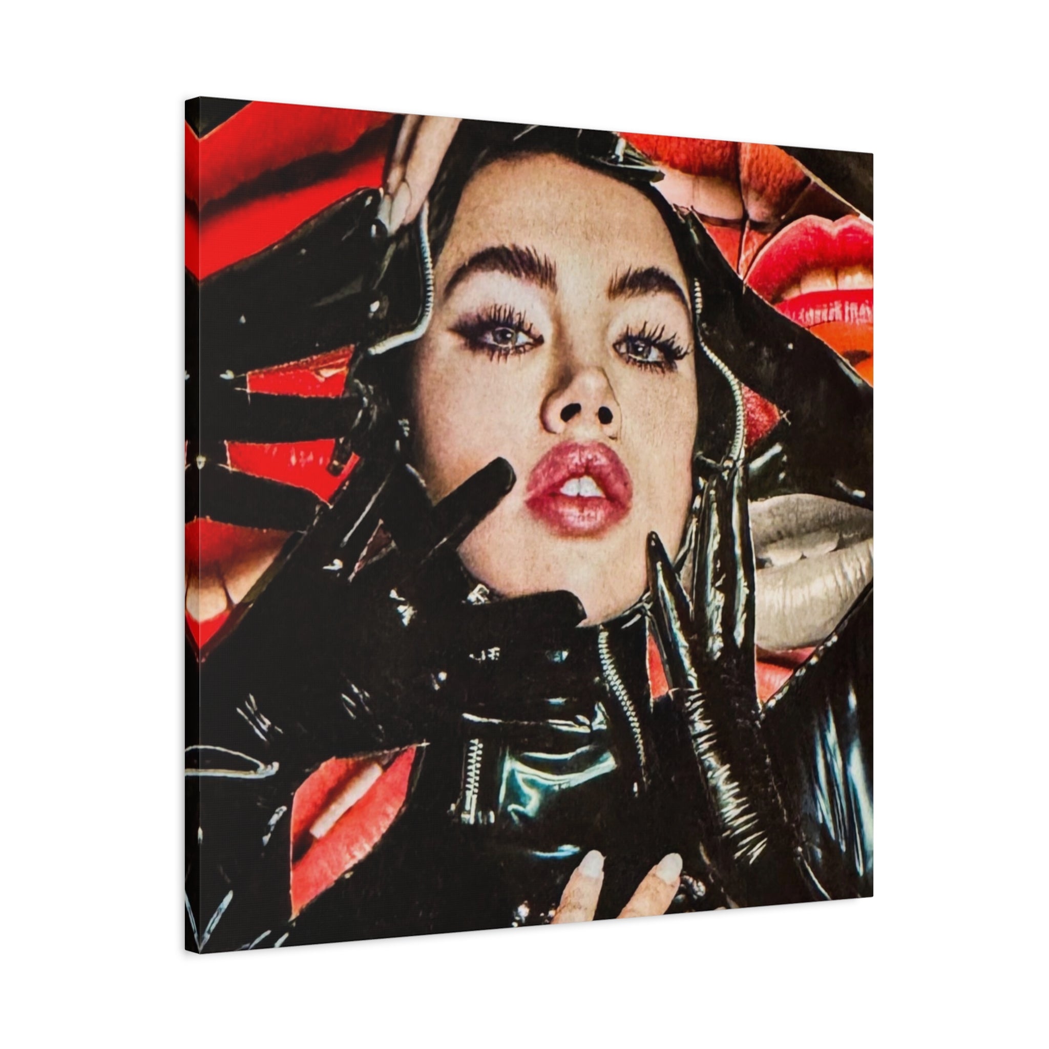 Matte Stretched Canvas Print — Bold Femme Portrait with Glossy Gloves