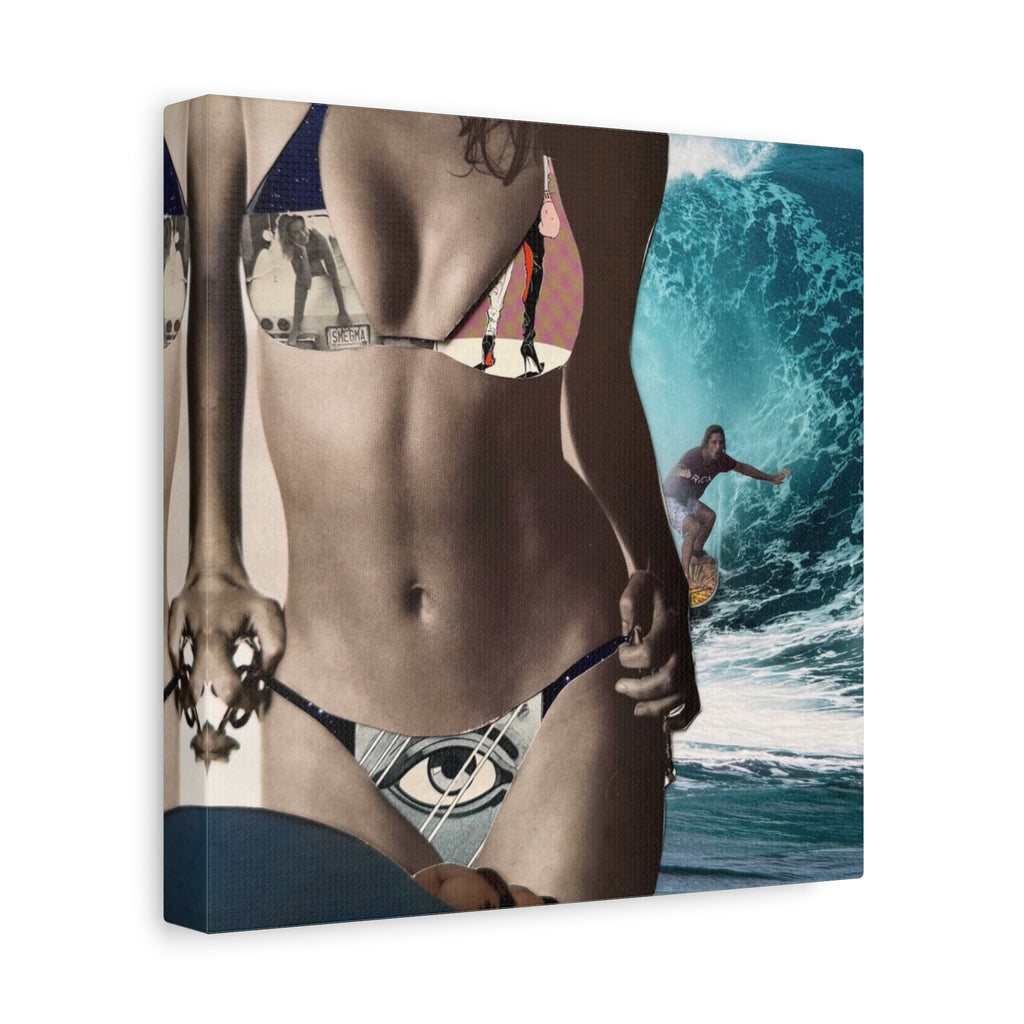 Surf Bikini Canvas Print — Beach Wave Coastal Wall Art, Matte Stretched Canvas