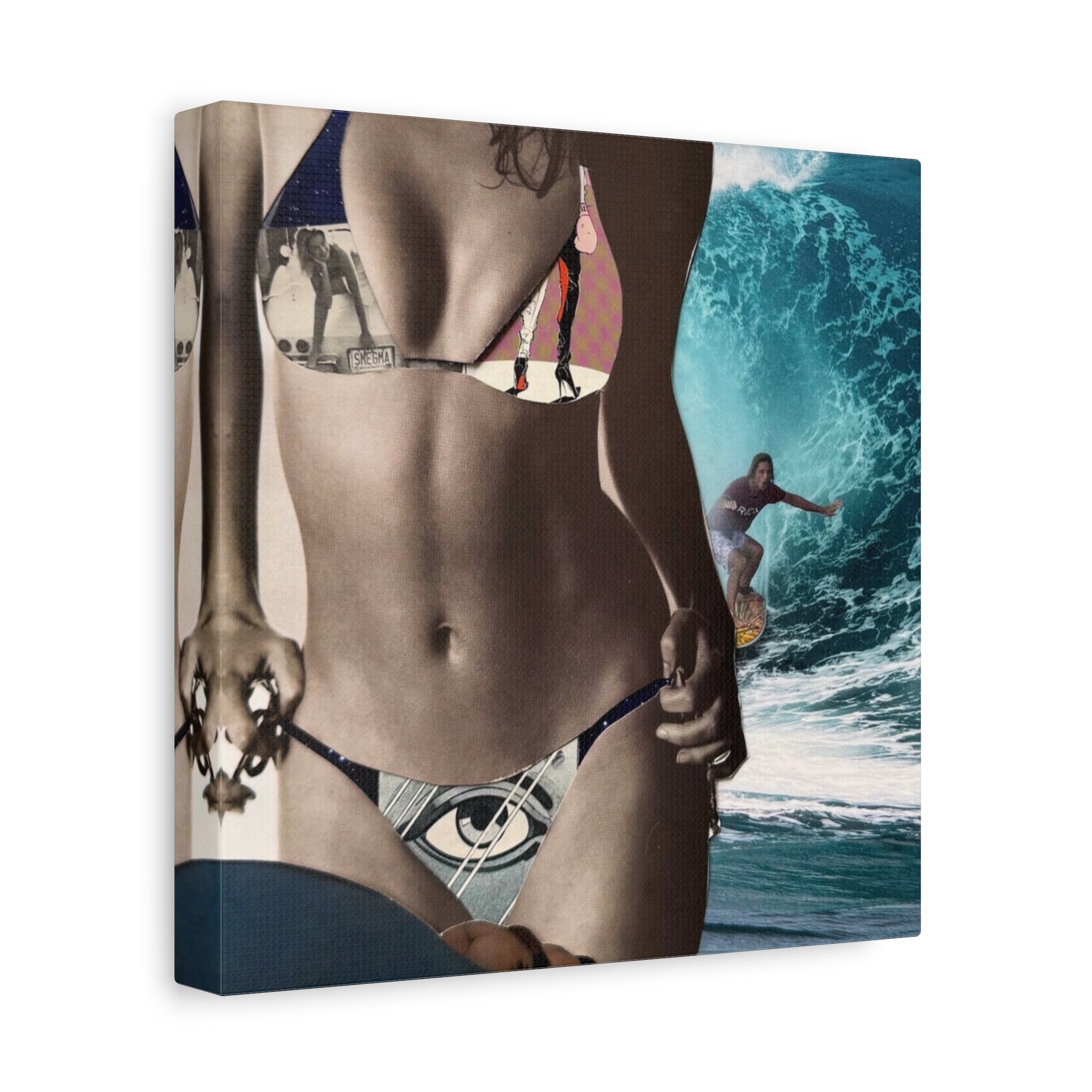Surf Bikini Canvas Print — Beach Wave Coastal Wall Art, Matte Stretched Canvas