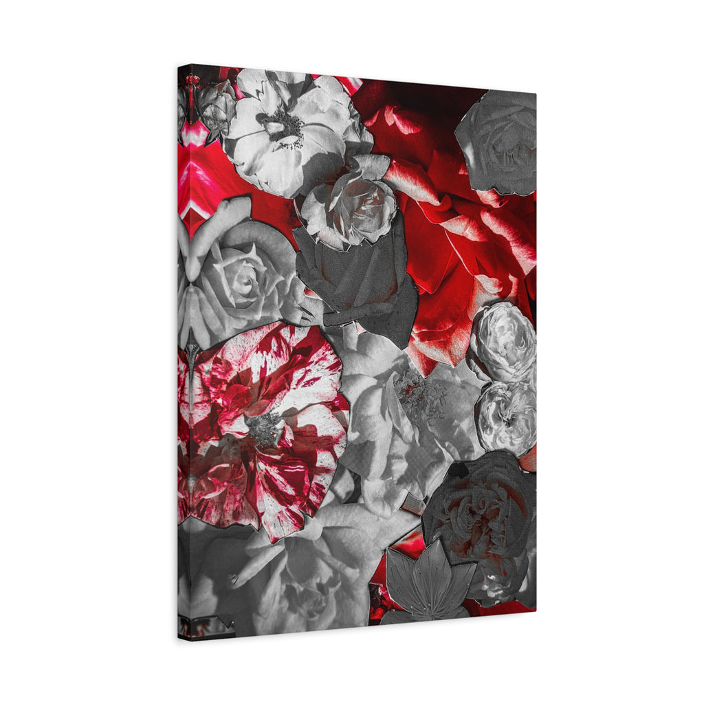 Red & Gray Floral Matte Canvas Wall Art — Stretched 1.25"