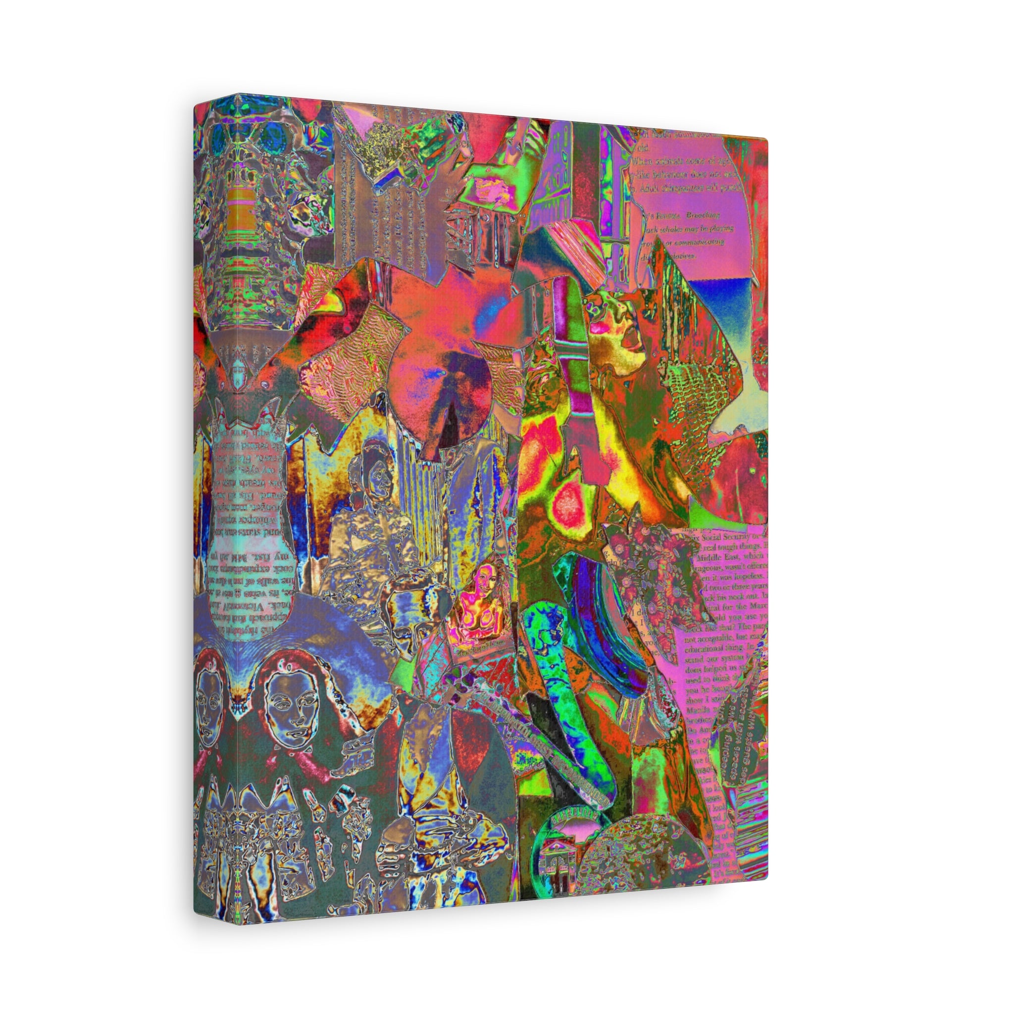 Abstract Neon Collage Canvas Print — Vibrant Psychedelic Wall Art