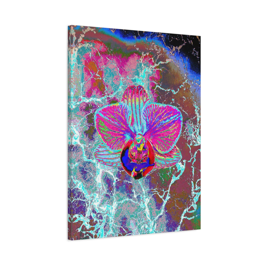 Neon Orchid Matte Canvas Wall Art – Vibrant Abstract Floral Print, Stretched 1.25"